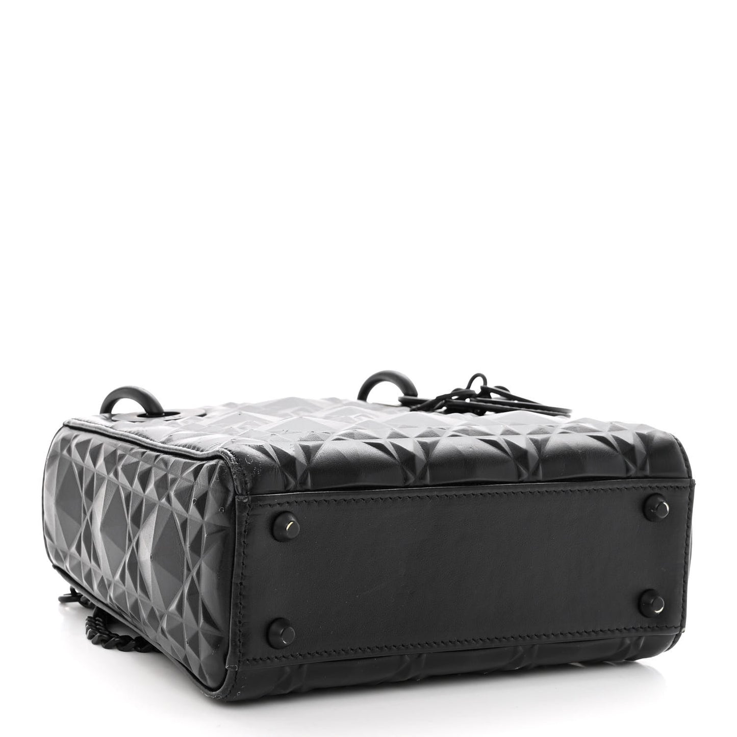 Calfskin Diamond Cannage Mini Lady Dior Black