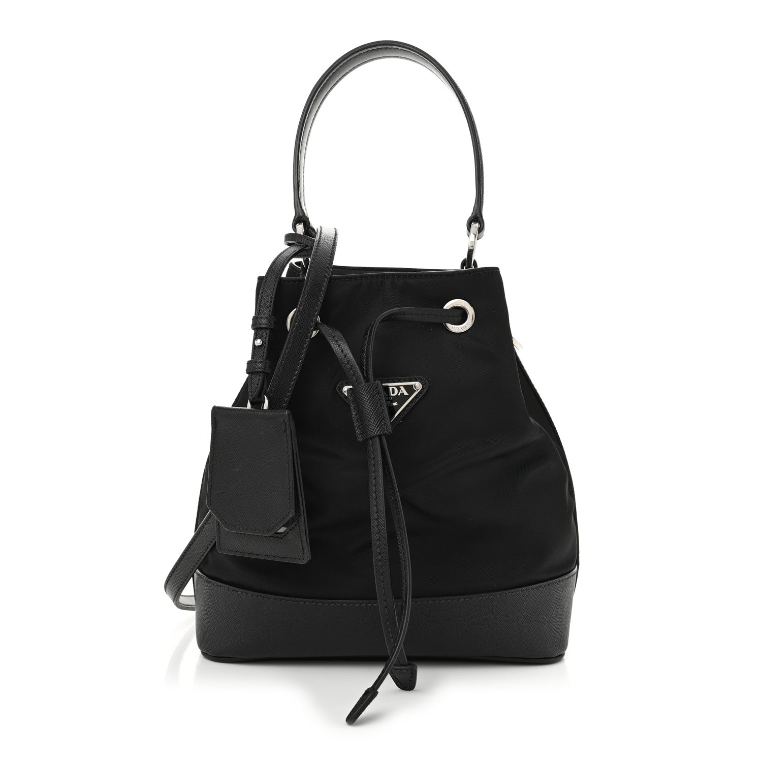 Prada Tessuto Nylon Saffiano Secchiello Bucket Bag Black 1625405