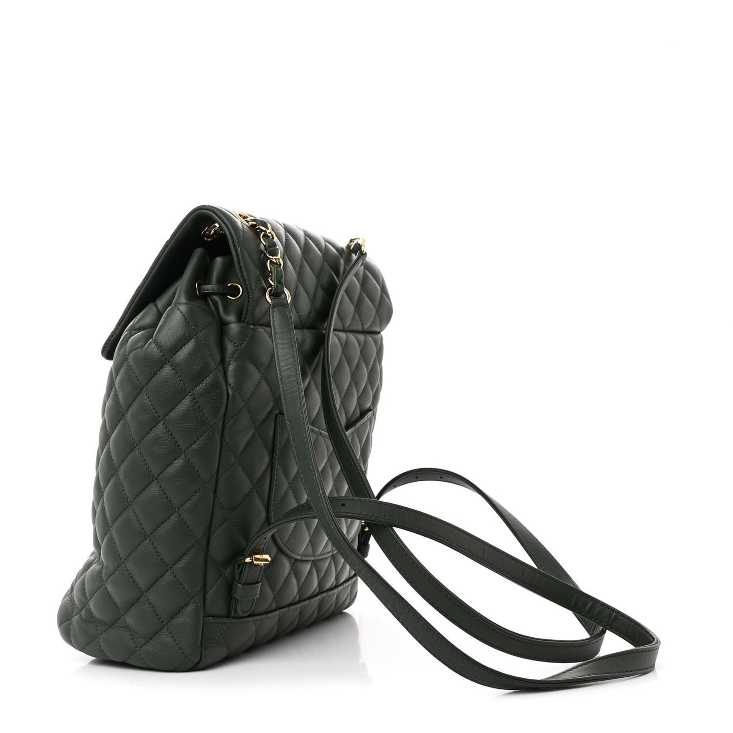 Lambskin Quilted Large Urban Spirit Backpack Dark Green