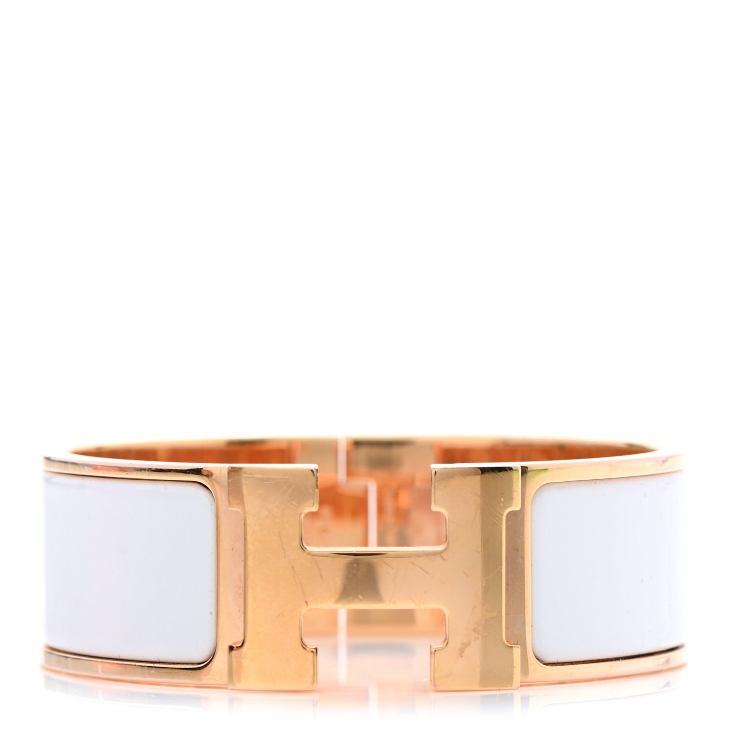 Enamel Wide Clic Clac H Bracelet PM White