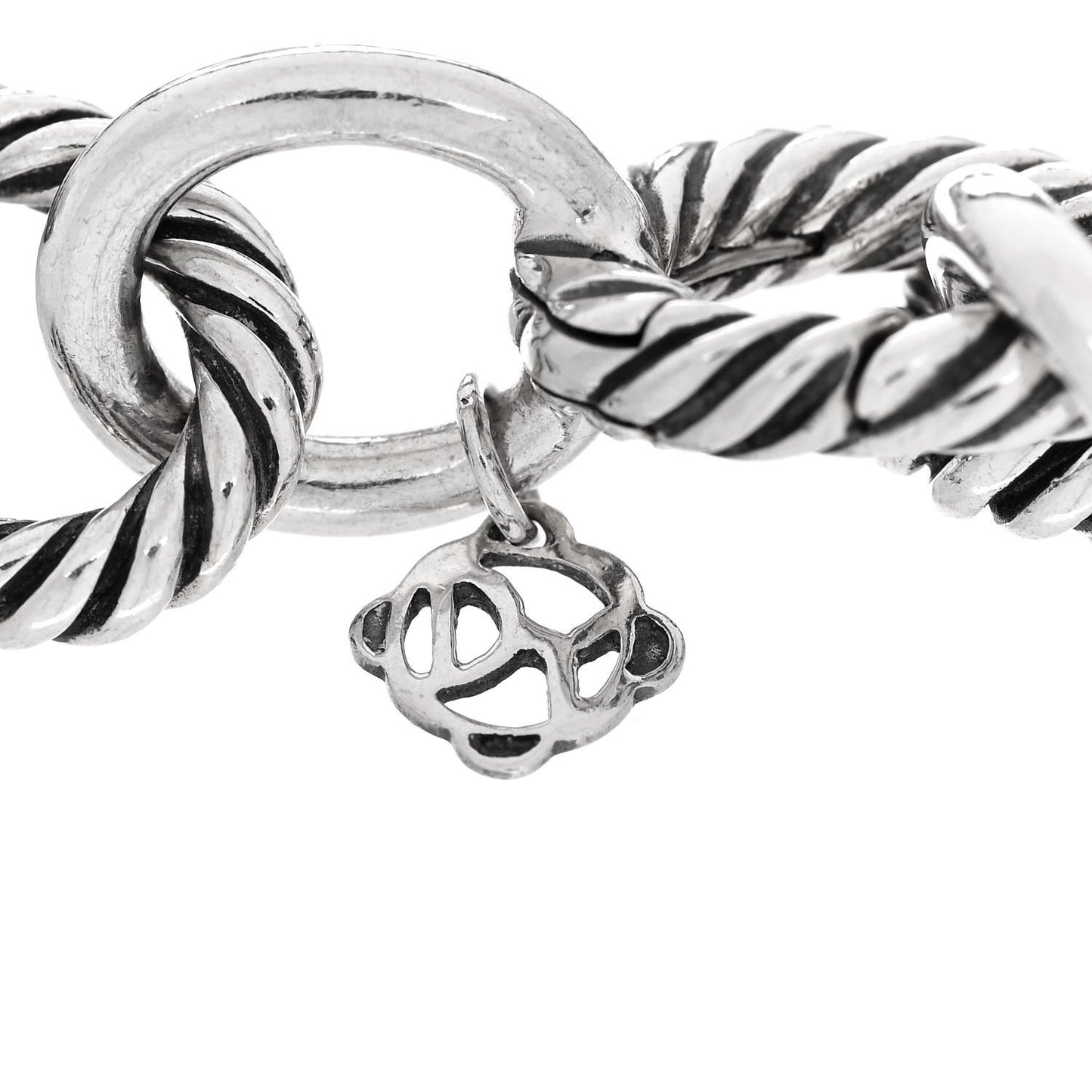 Sterling Silver Ceramic 13mm Large Oval Link Bracelet White