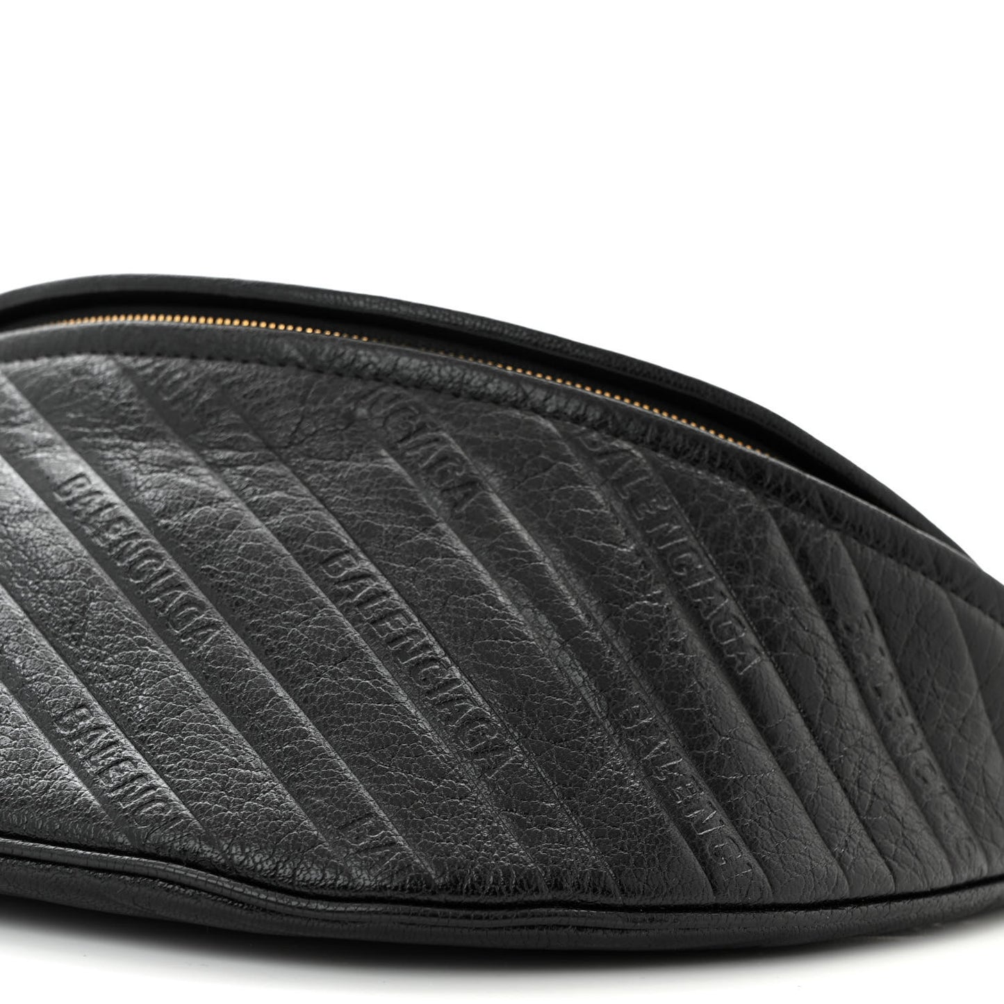 Shiny Goatskin Allover Logo Embossed XS Souvenir Belt Bag Black