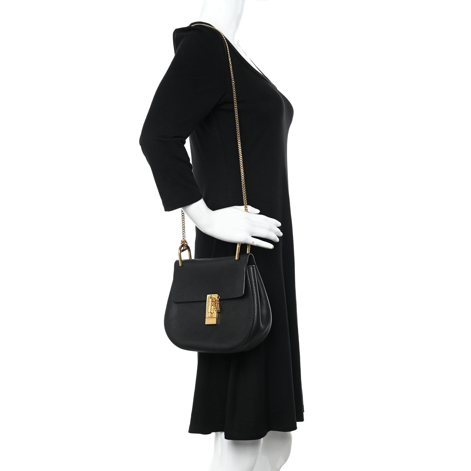 Chloe Grained Lambskin Drew Shoulder Bag Black 2 of 10