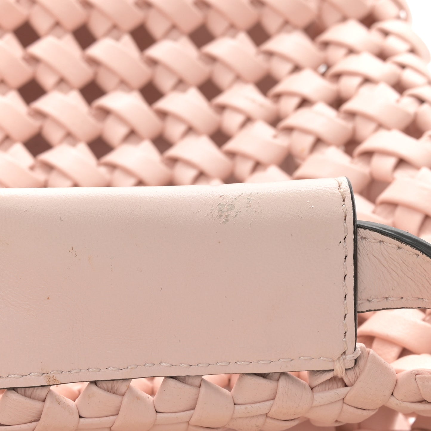 Nappa Woven Mini Peekaboo Iconic Satchel Rosa Confetto