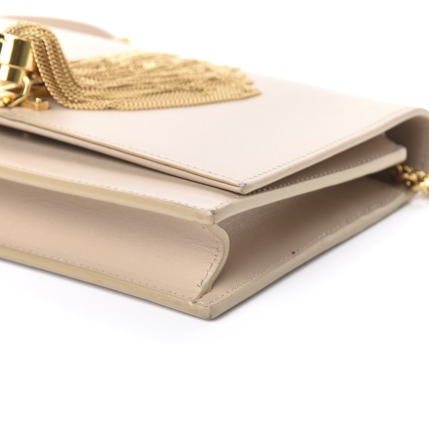 Smooth Calfskin Classic Monogram Kate Tassel Chain Wallet Nude Powder