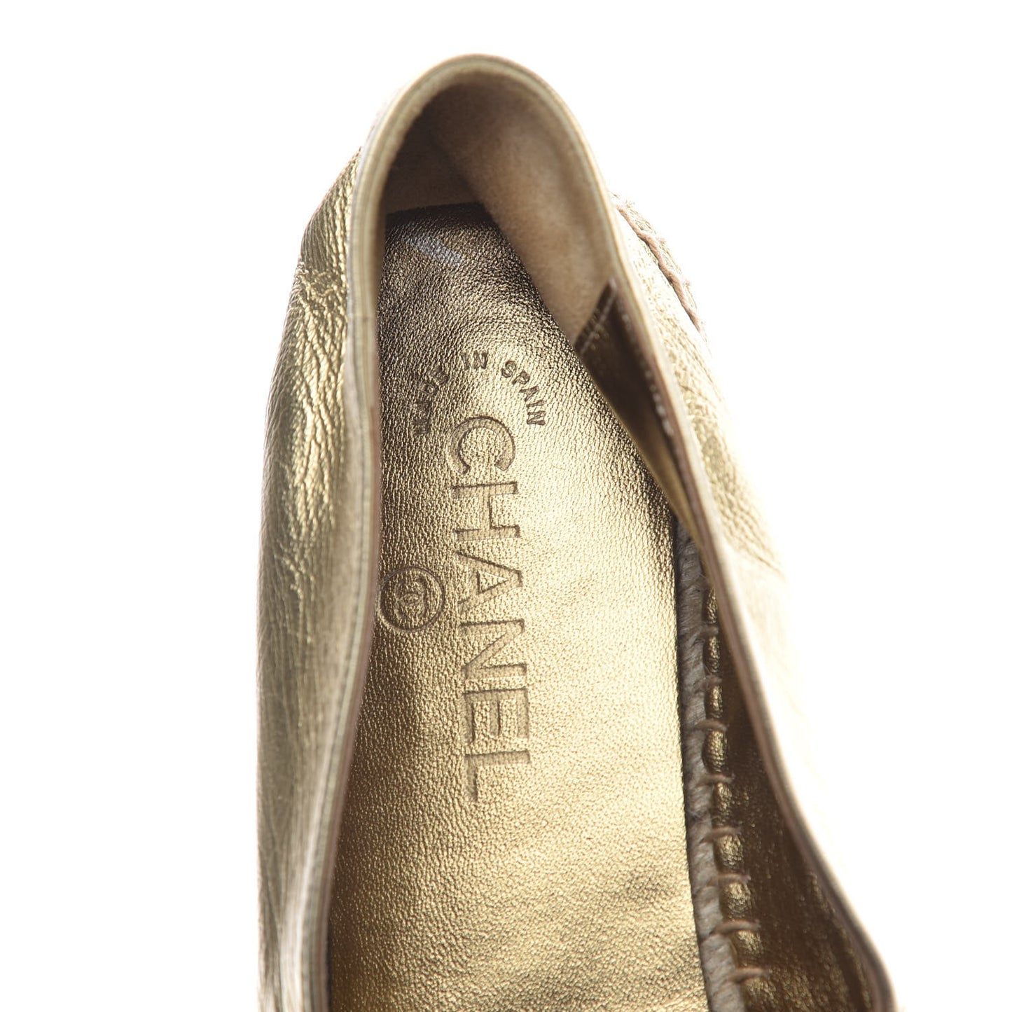 Laminated Lambskin Grosgrain CC Espadrilles 42 Gold Black