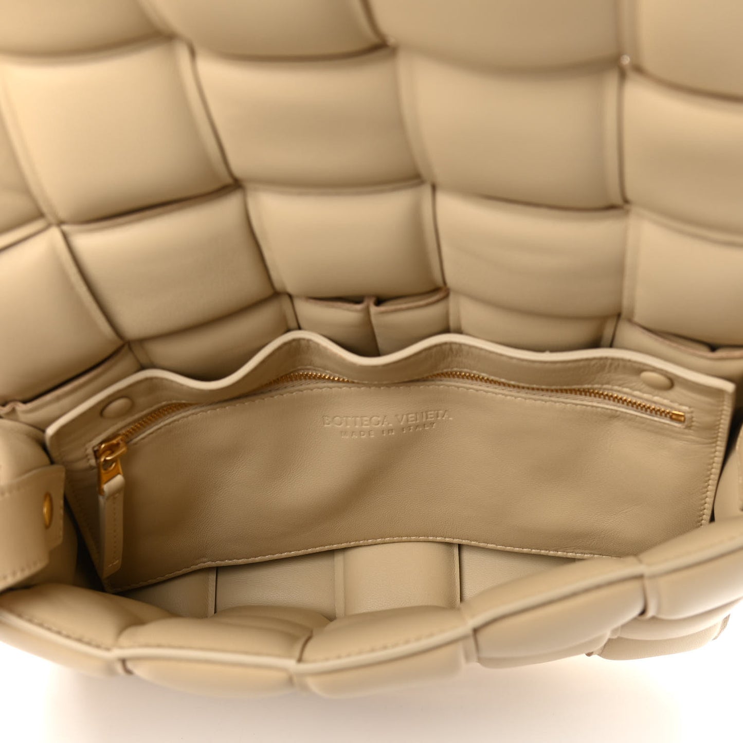 Nappa Maxi Intreccio Padded Cassette Crossbody Bag Porridge