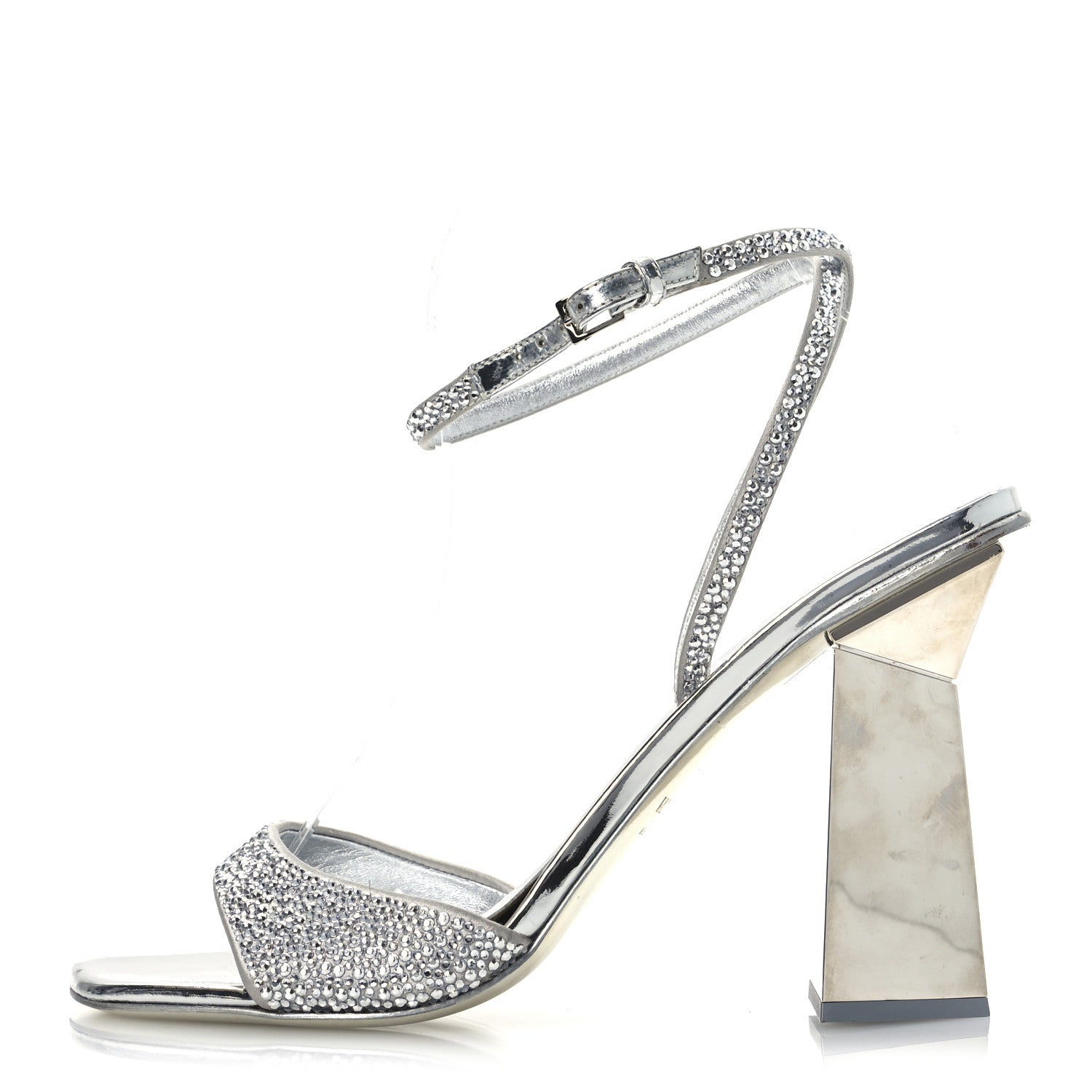 Valentino Garavani Crystal Embellished 90mm Sandals 38 Silver 1 of 16