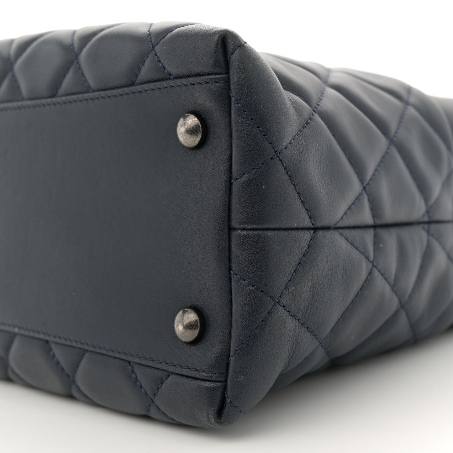 Calfskin Tweed Quilted Small Tote Navy Multicolor