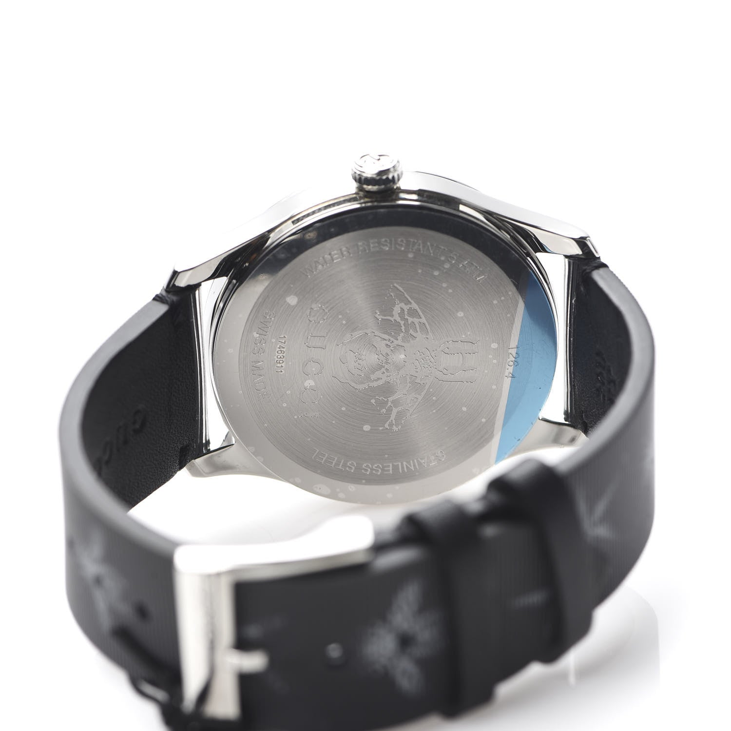 Gucci Stainless Steel Calfskin 38mm G-Timeless Bee Star Hologram Quartz Watch Black 5 of 6