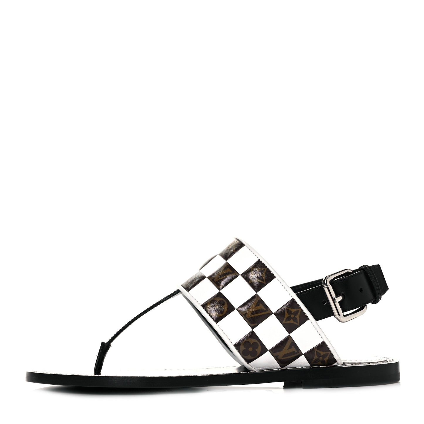 Monogram Calfskin Matchmake Flat Thong Sandals 36 Black