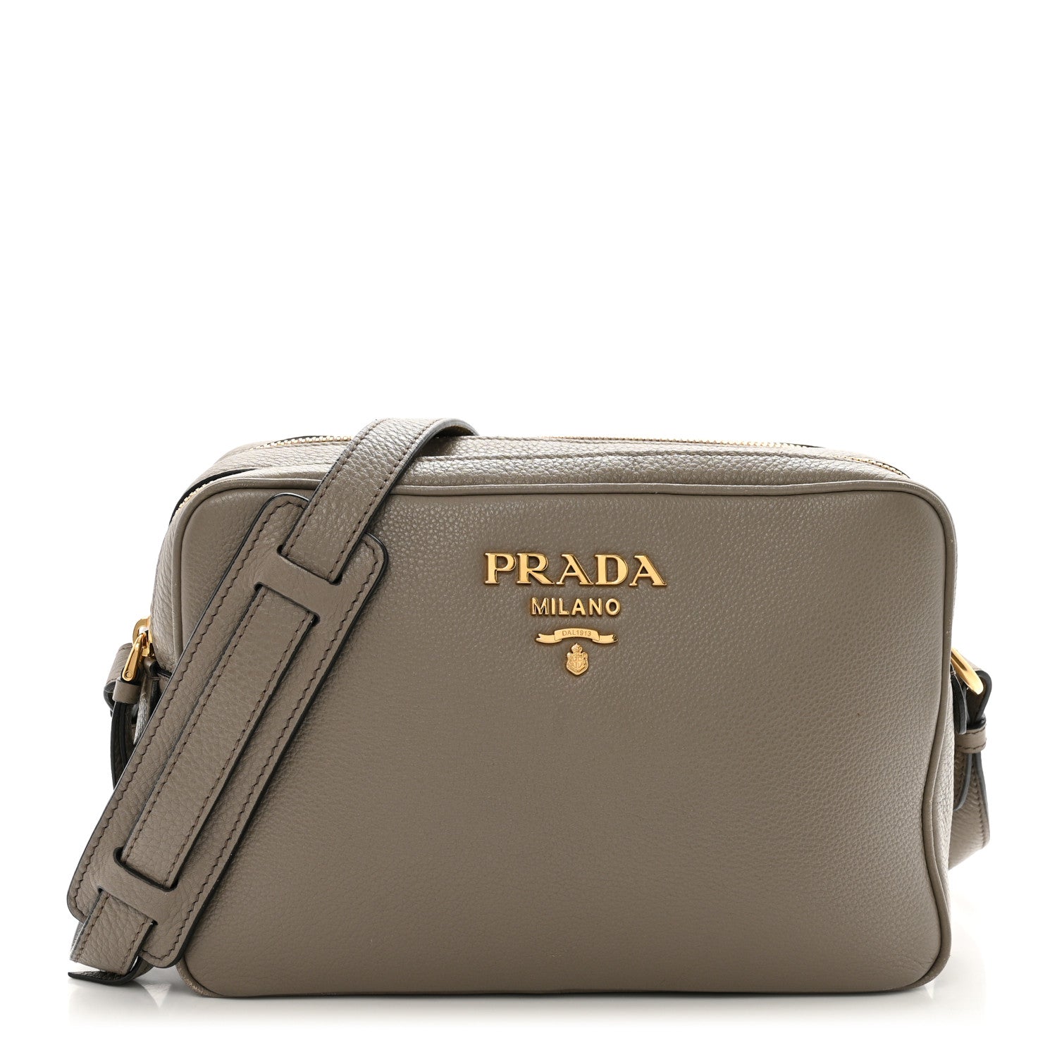 V*e様 PRADA Prada Vitello Phenix Leather Web Stripe Strap Crossbody - Black