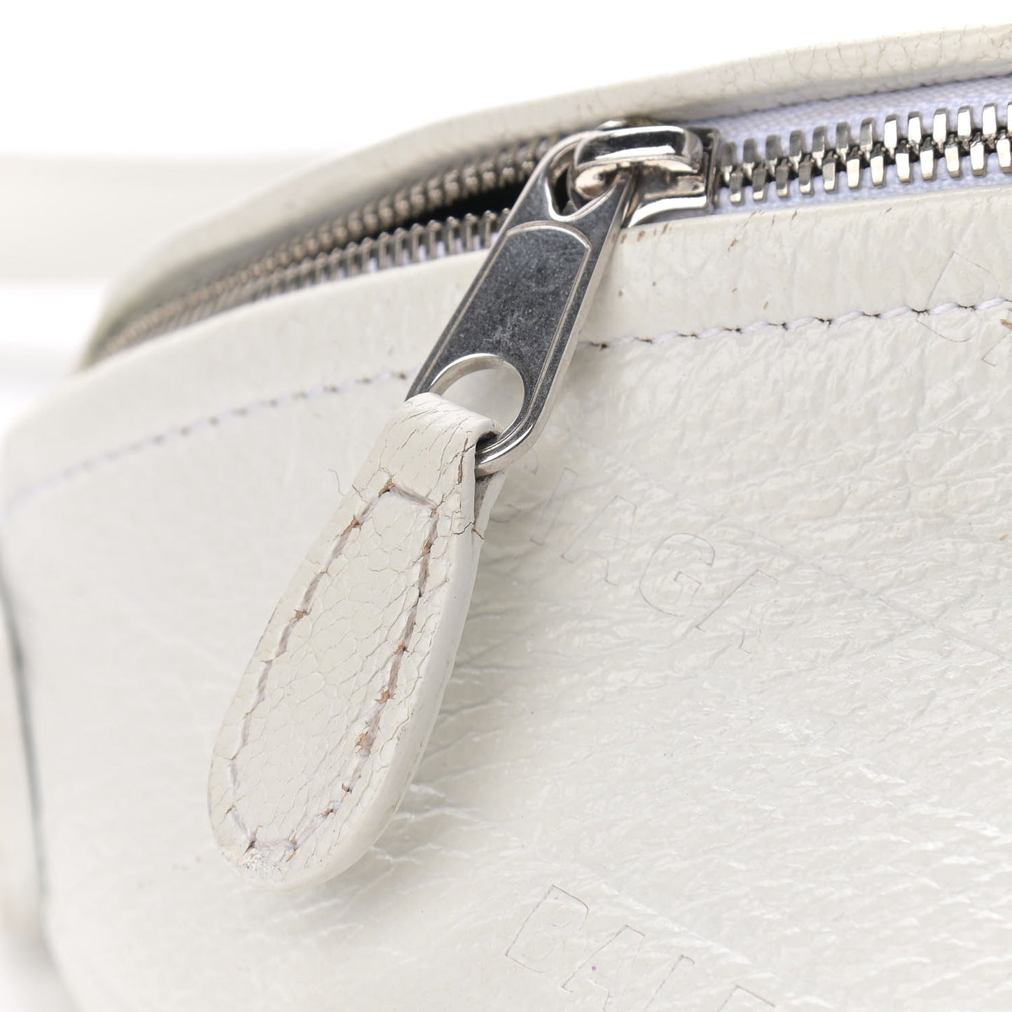 Shiny Goatskin Allover Logo Embossed XXS Souvenir Belt Bag White