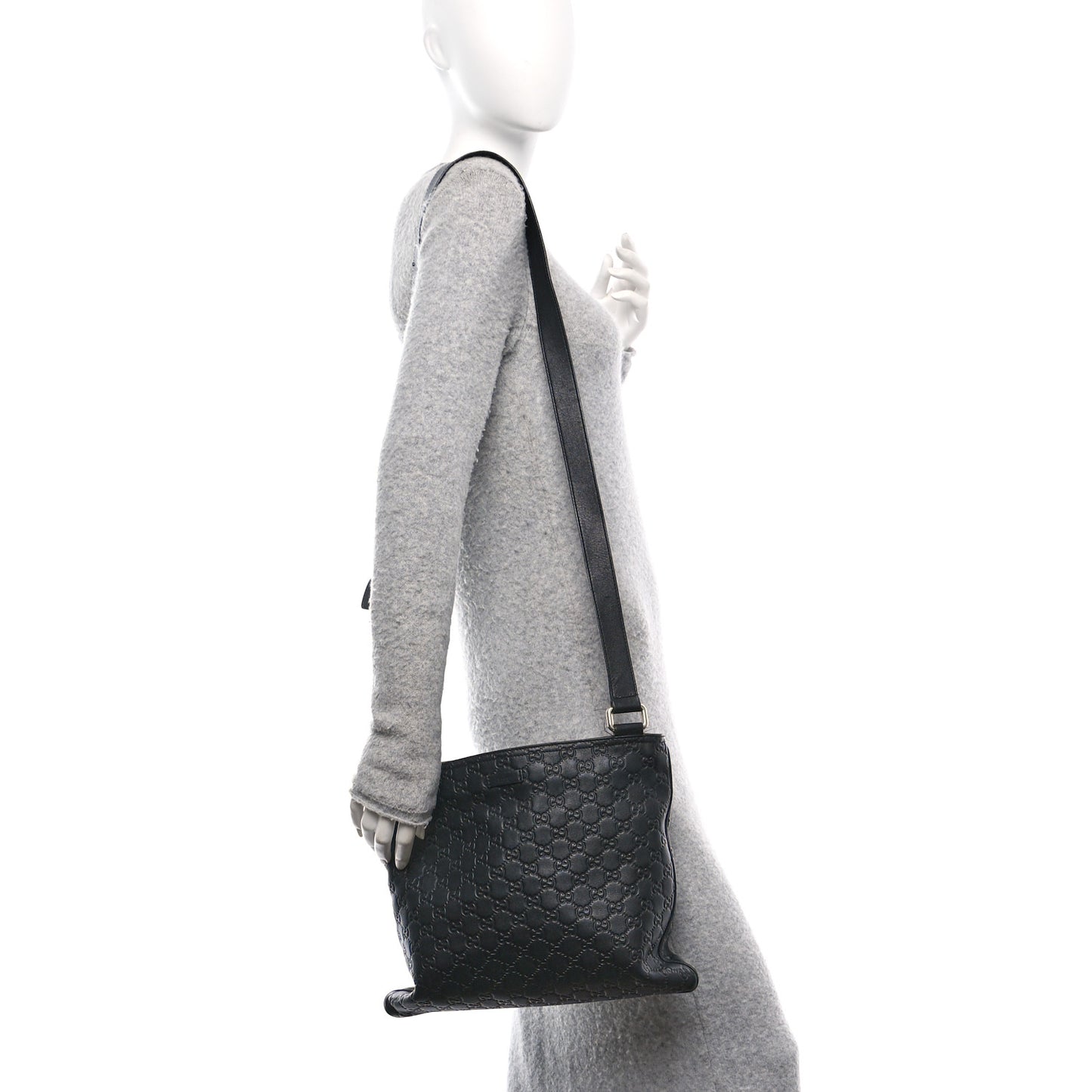 Guccissima Medium Flat Messenger Bag Black
