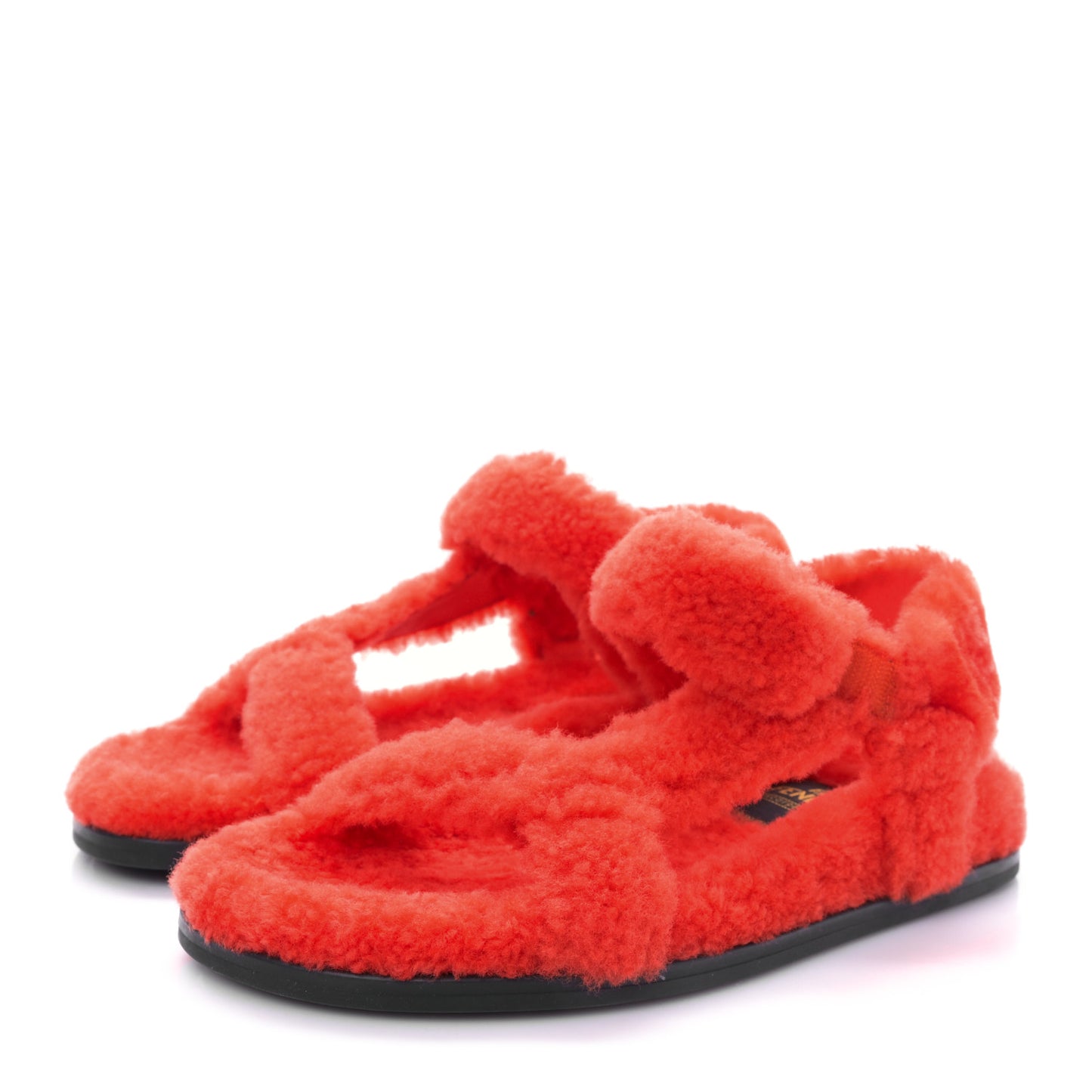 Shearling FF Fendi Feel Sandals 37 Georgia Scuro 37