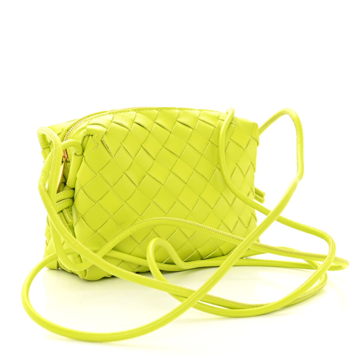 Nappa Intrecciato Mini Loop Camera Bag Acid Kiwi