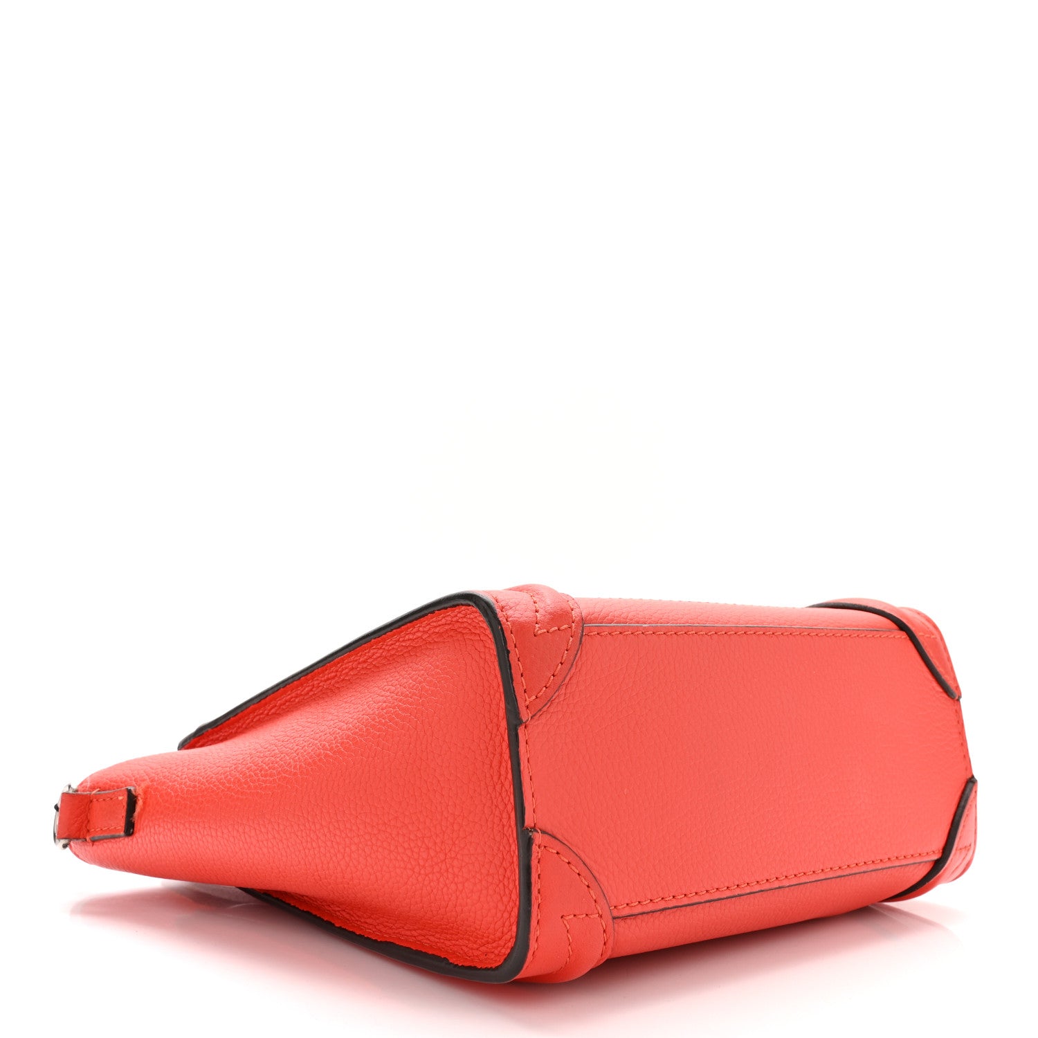 Celine Drummed Calfskin Nano Luggage Vermillion 3 of 9