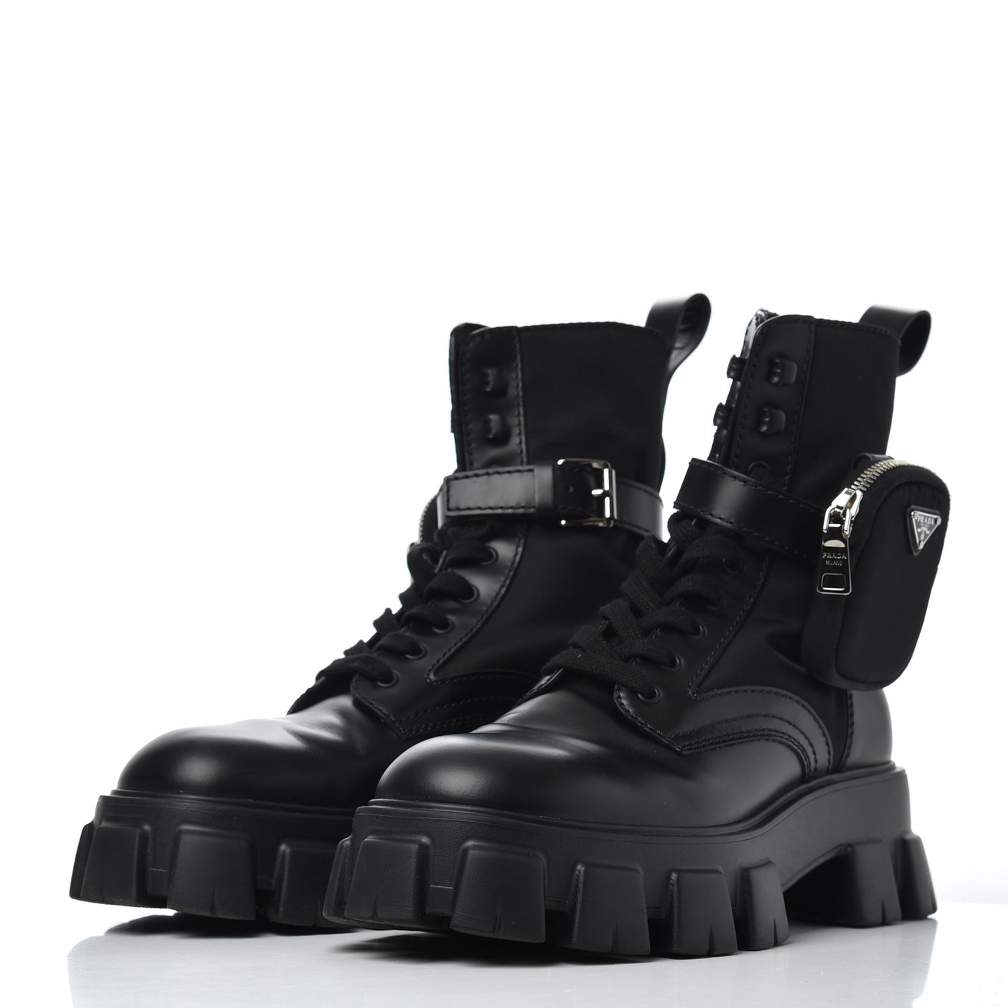 Spazzolato Rois Re-Nylon Metal Triangle Logo Mens Monolith Pouch Pocket 60mm Combat Boots 8.5 Black
