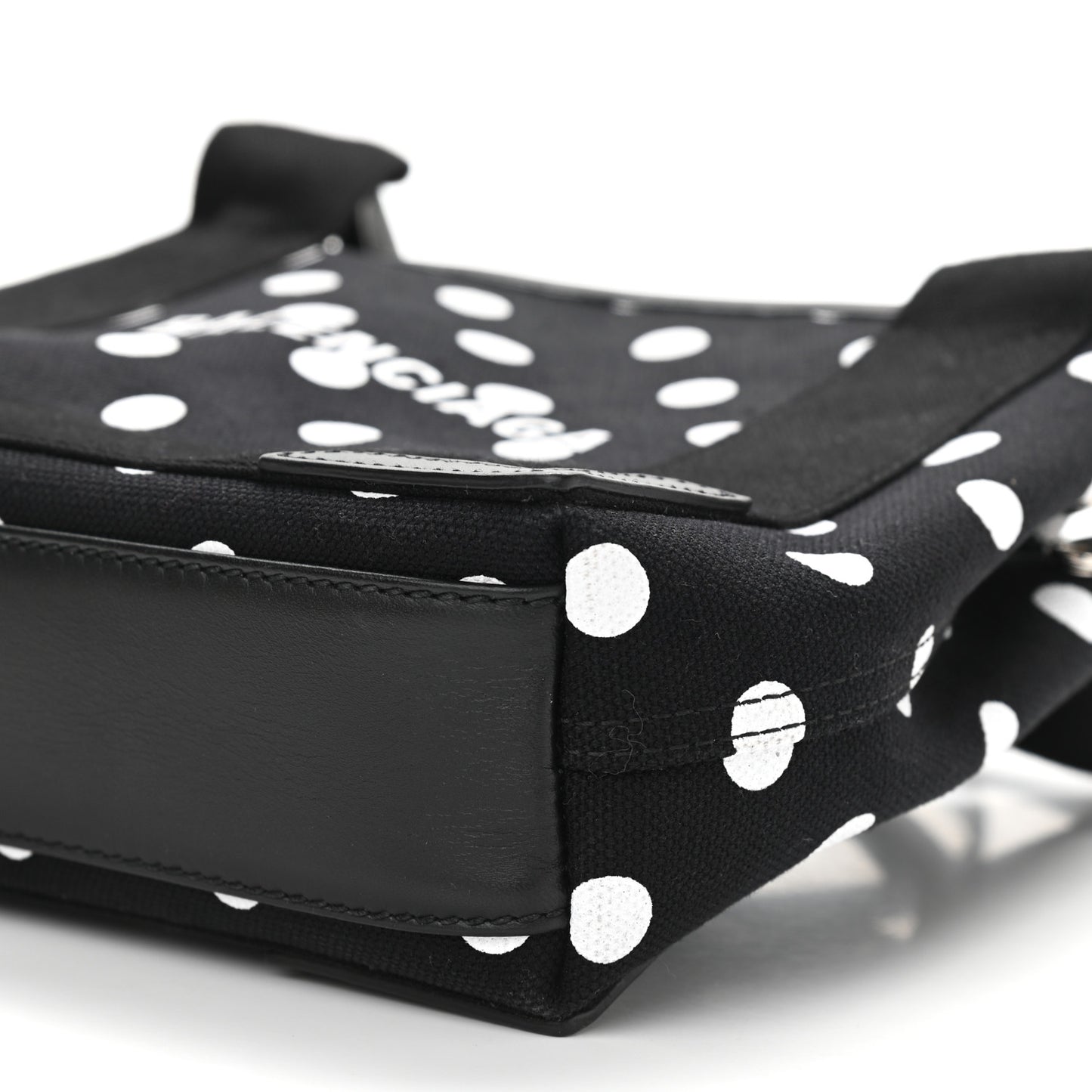 Cotton Canvas Polka Dot Navy Cabas XS Black White