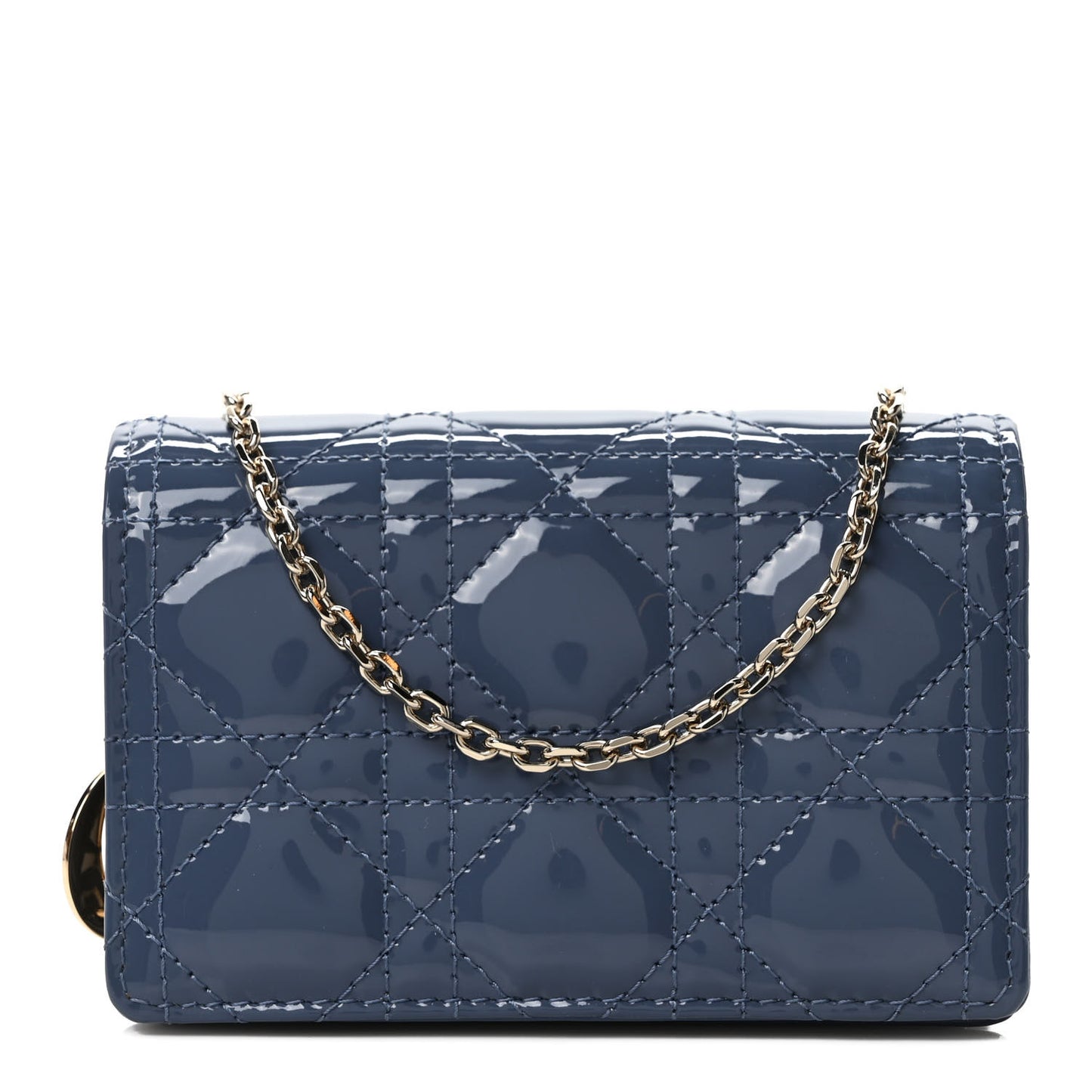Patent Cannage Nano Lady Dior Pouch Cloud Blue