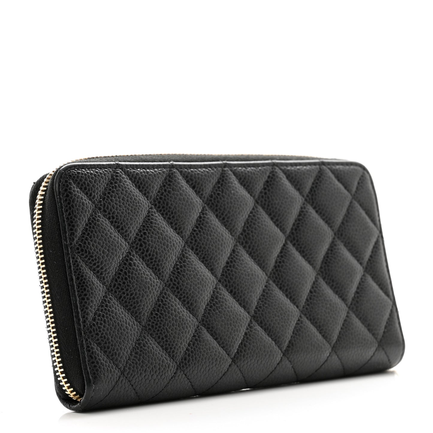 Caviar Quilted Large Gusset Zip Around Wallet Black
