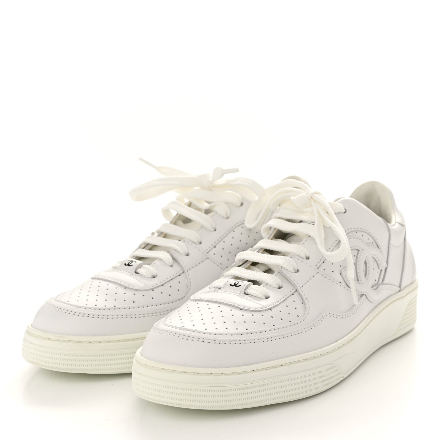 Calfskin CC Womens Sneakers 38 White
