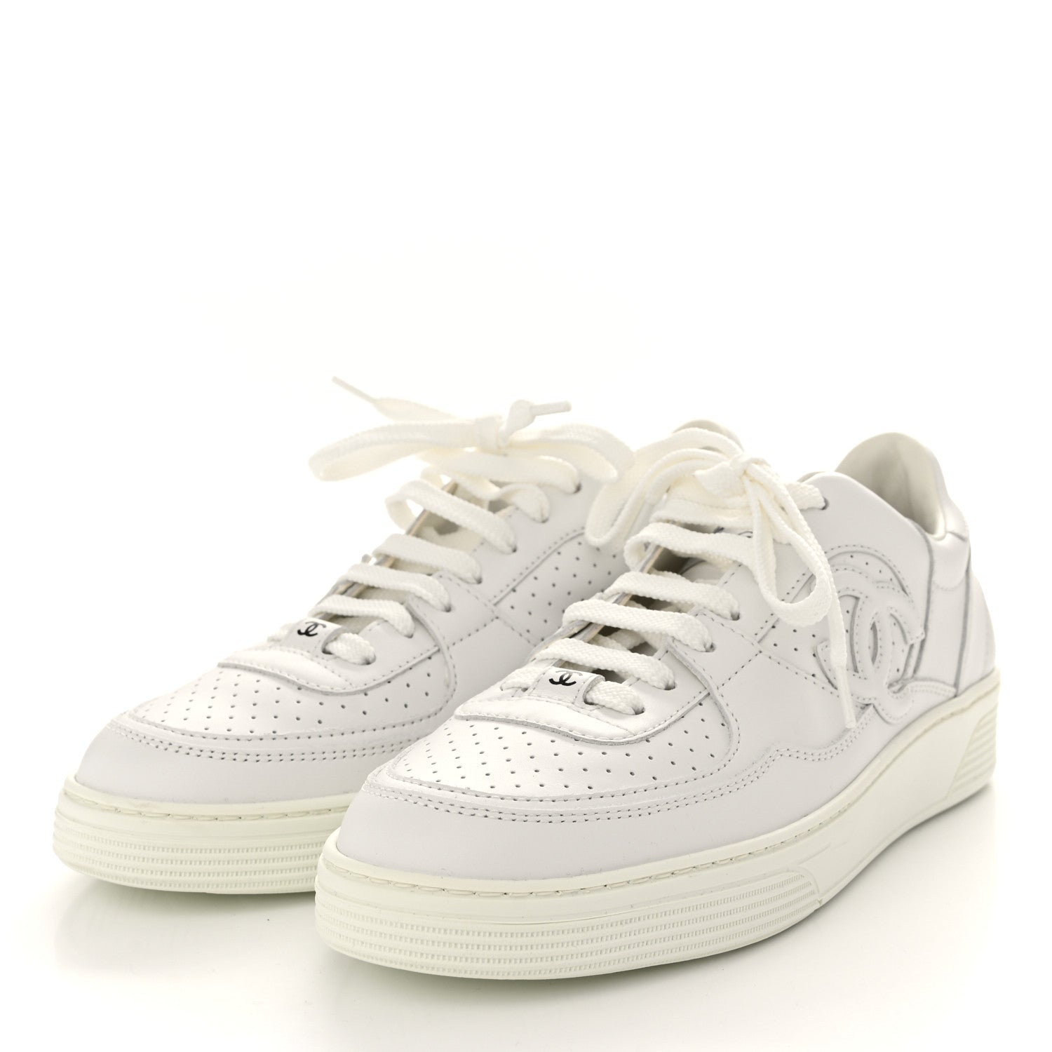 Chanel Calfskin CC Womens Sneakers 38 White 3 of 11