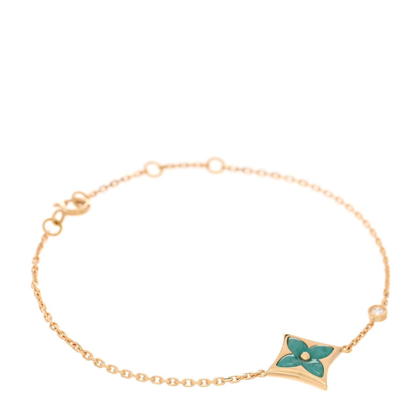 18K Yellow Gold Diamond Amazonite Color Blossom BB Star Bracelet