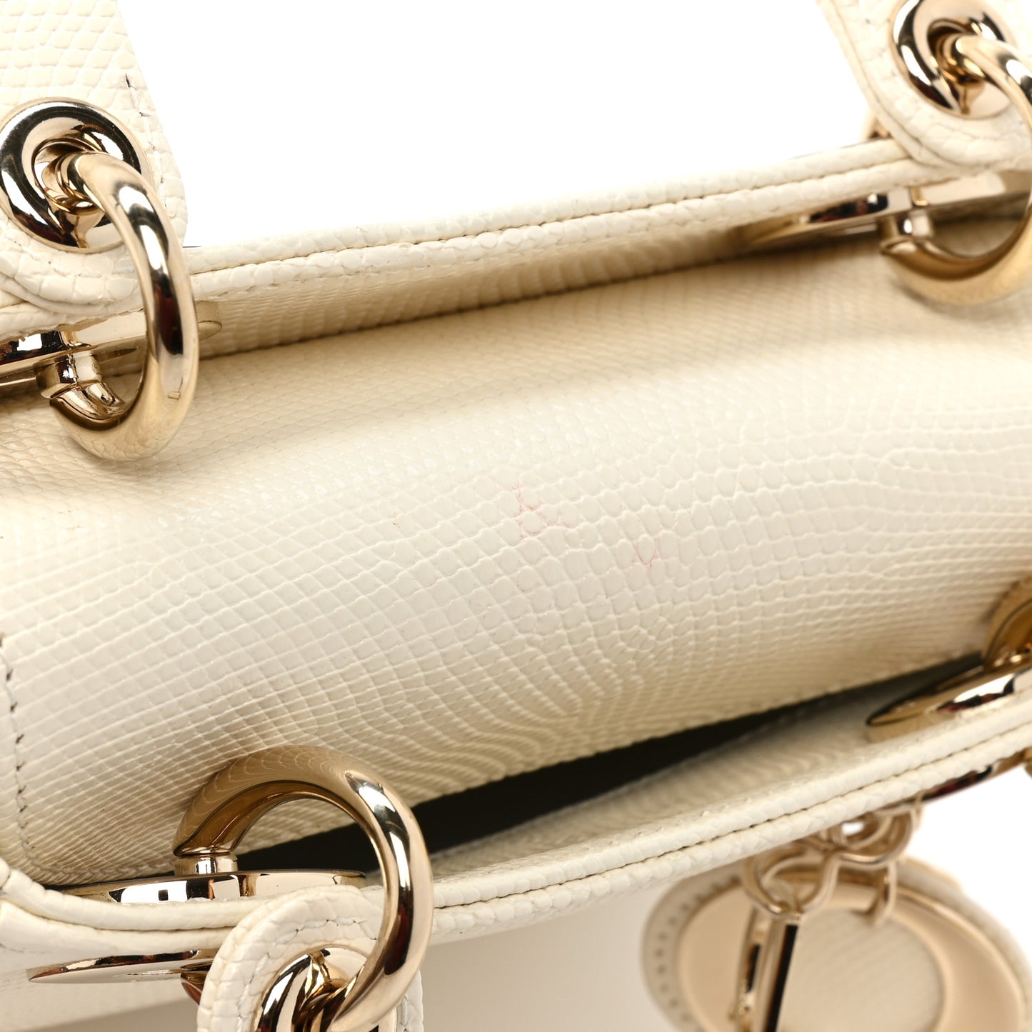 Lizard Mini Lady Dior White