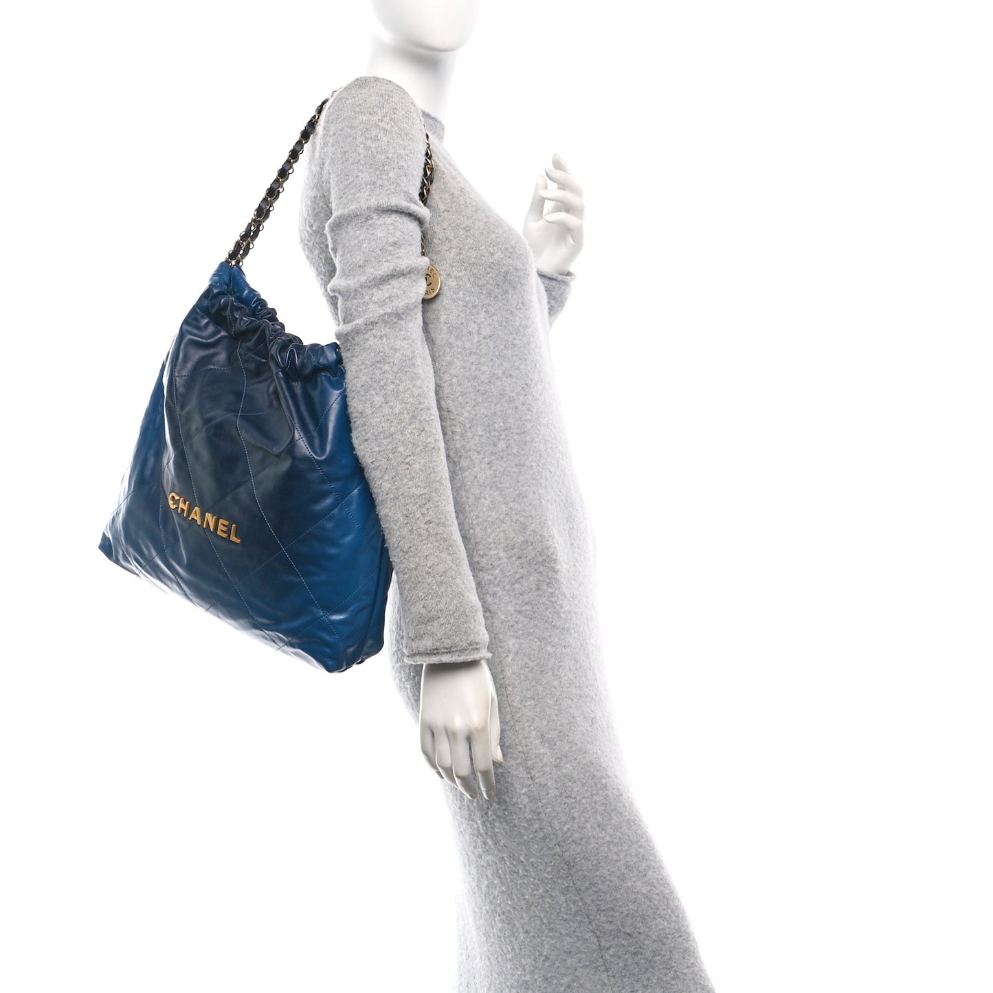 Shaded Calfskin Quilted Chanel 22 Blue Dark Blue