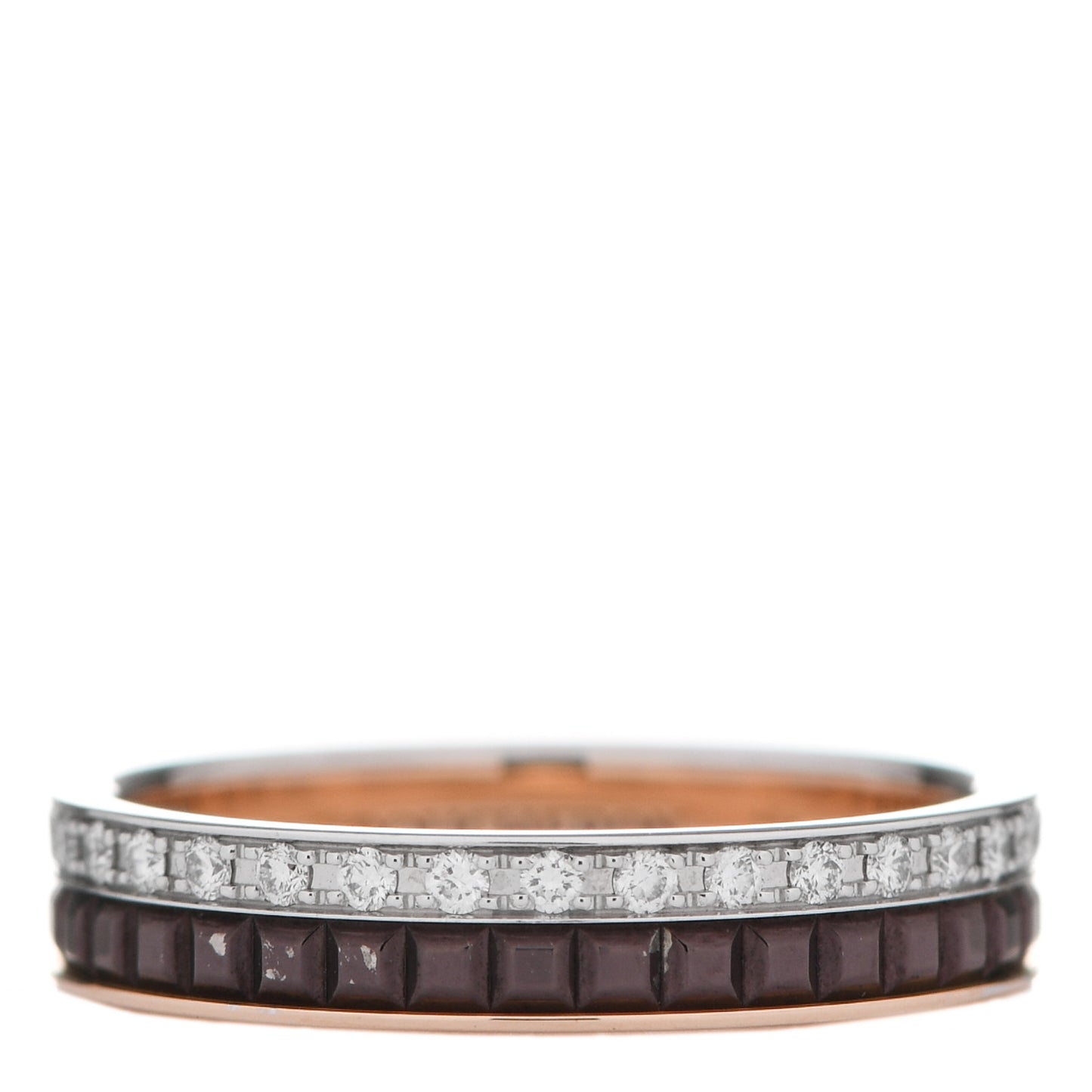 18K Pink White Gold PVD Diamond Quatre Classique Wedding Band Ring 51 5.75