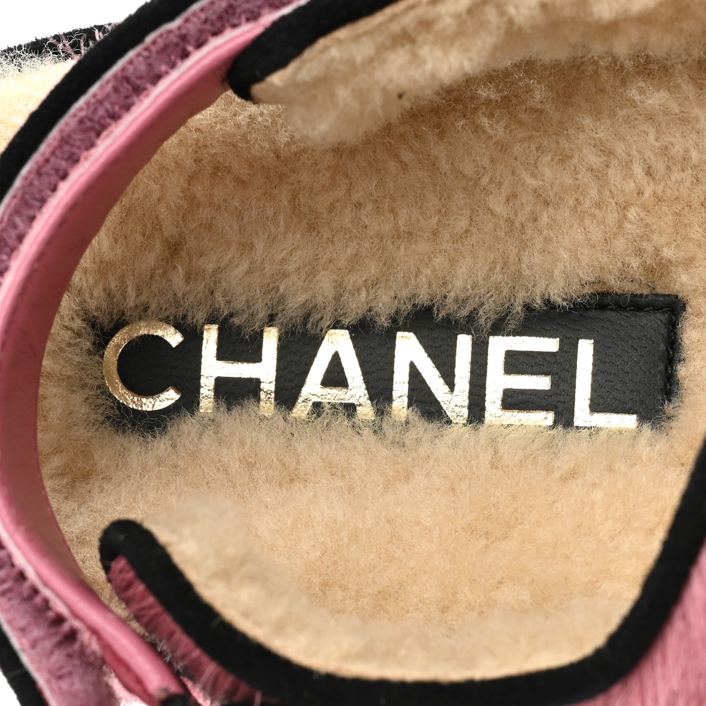 Calfskin Hair Suede Shearling Dad Sandals 35 Pink Black