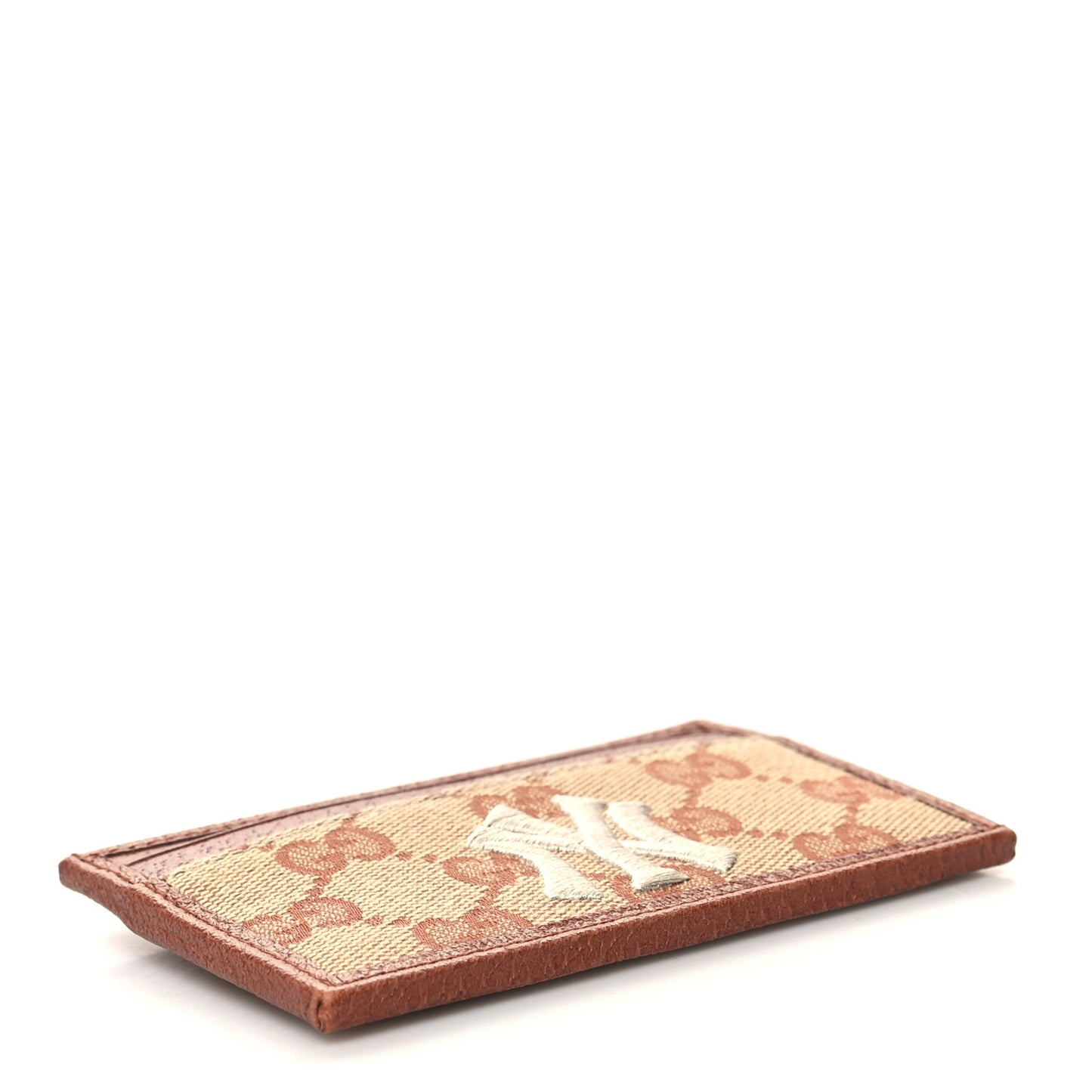 X MLB GG Monogram NY Yankees Card Holder Beige Ruggine Ivory