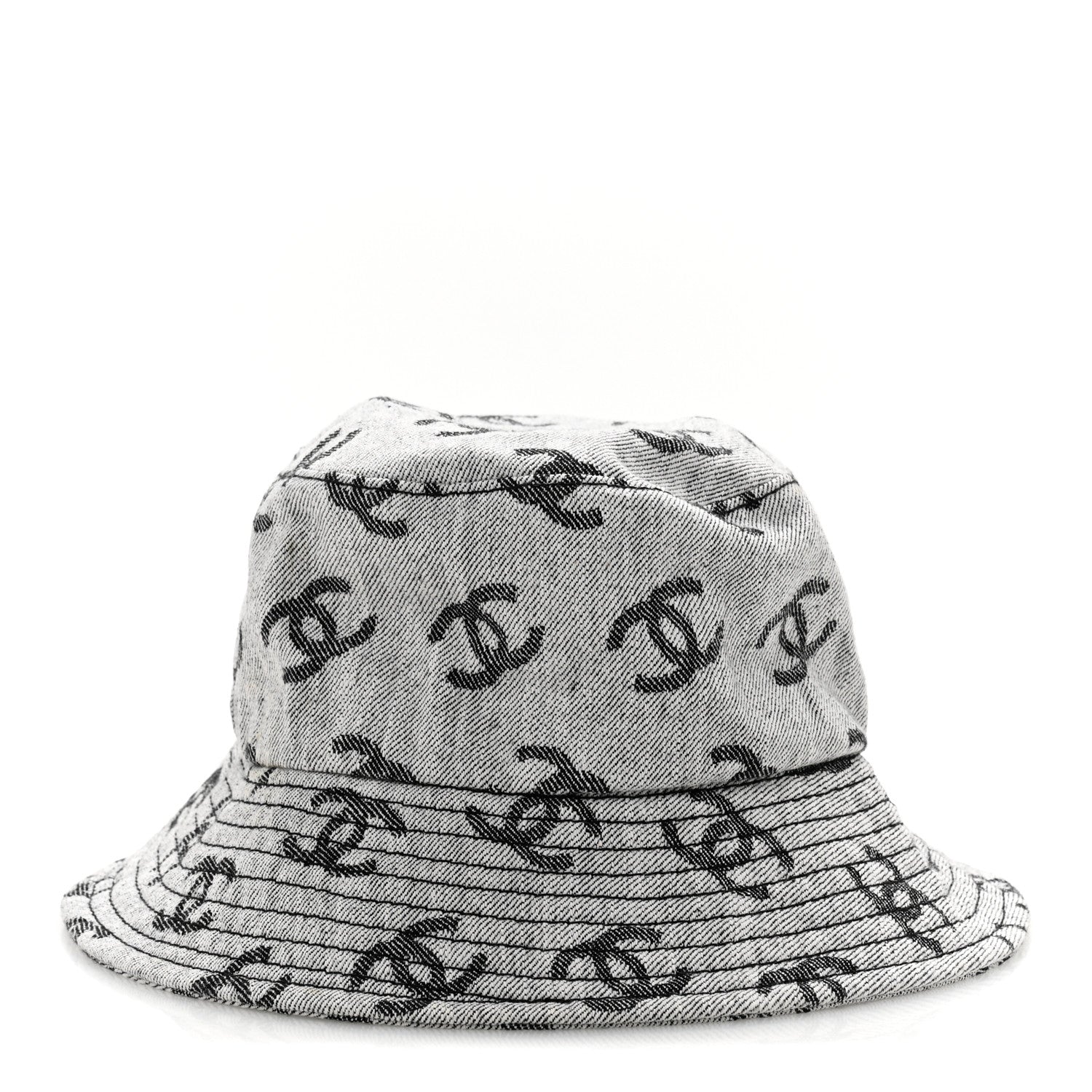 Chanel Denim CC Bucket Hat M White Black 6 of 11