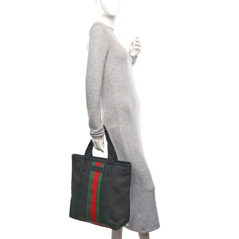 Techno Canvas Web Vertical Tote Black