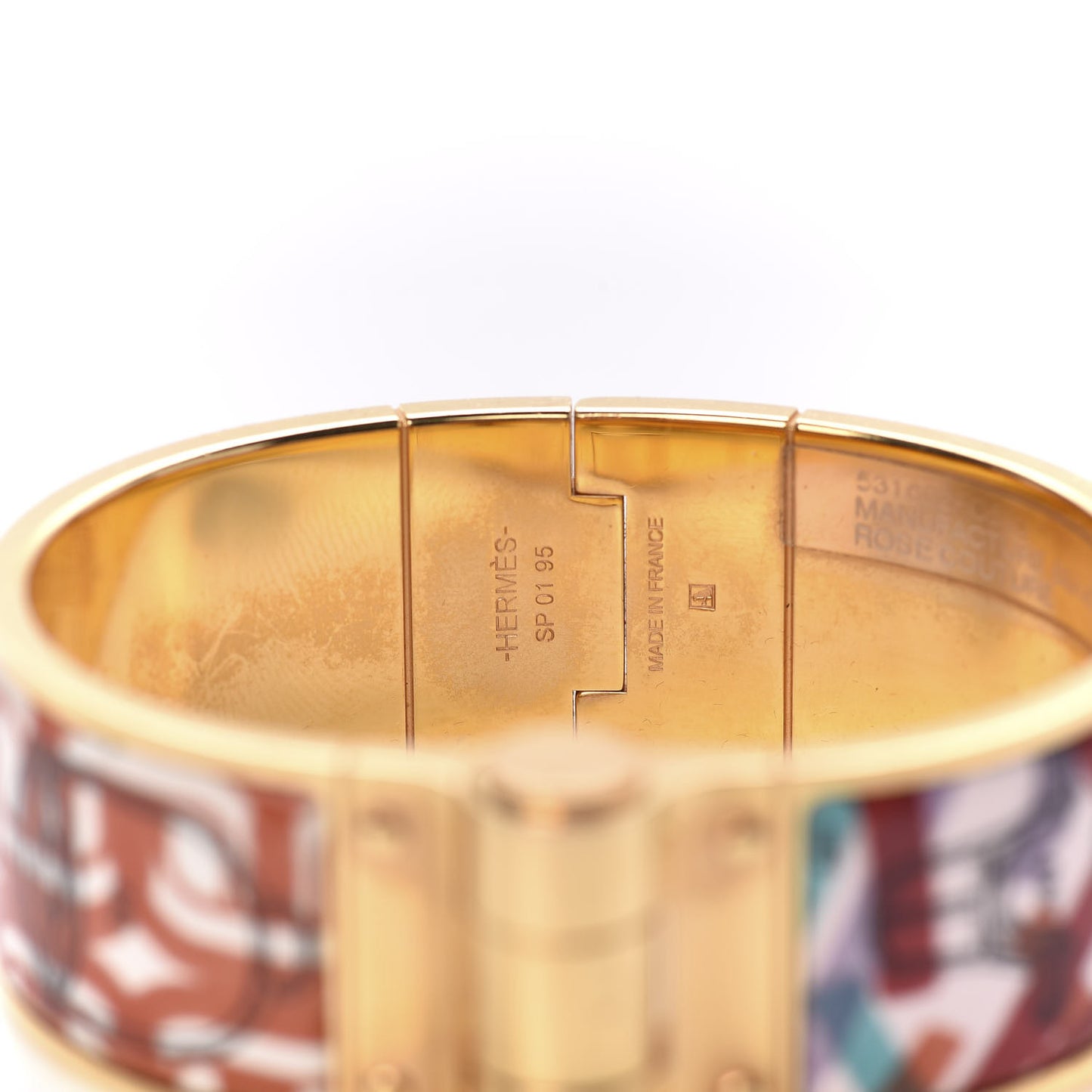 Enamel Printed Wide Manufacture Boucleries Hinged Bracelet S Rose Couture