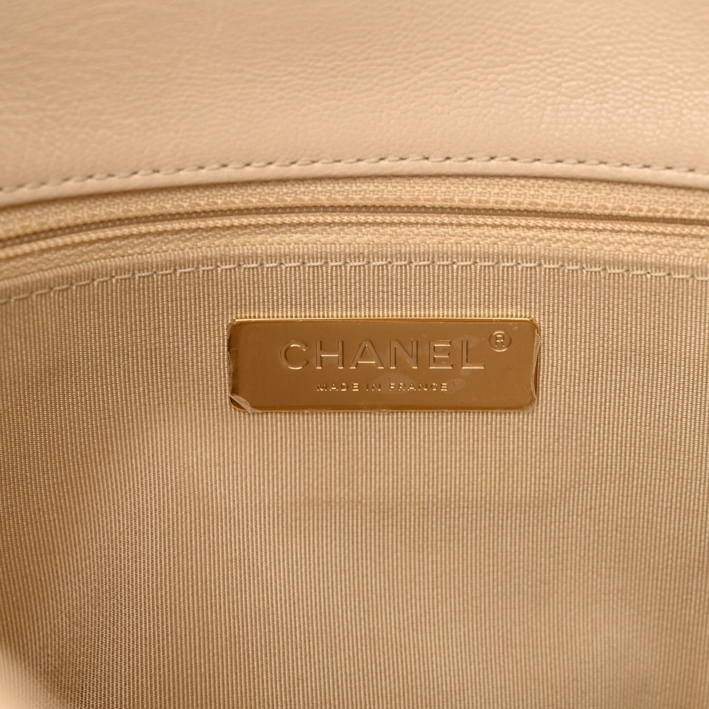 Lambskin Quilted Large Chanel 19 Flap Light Beige