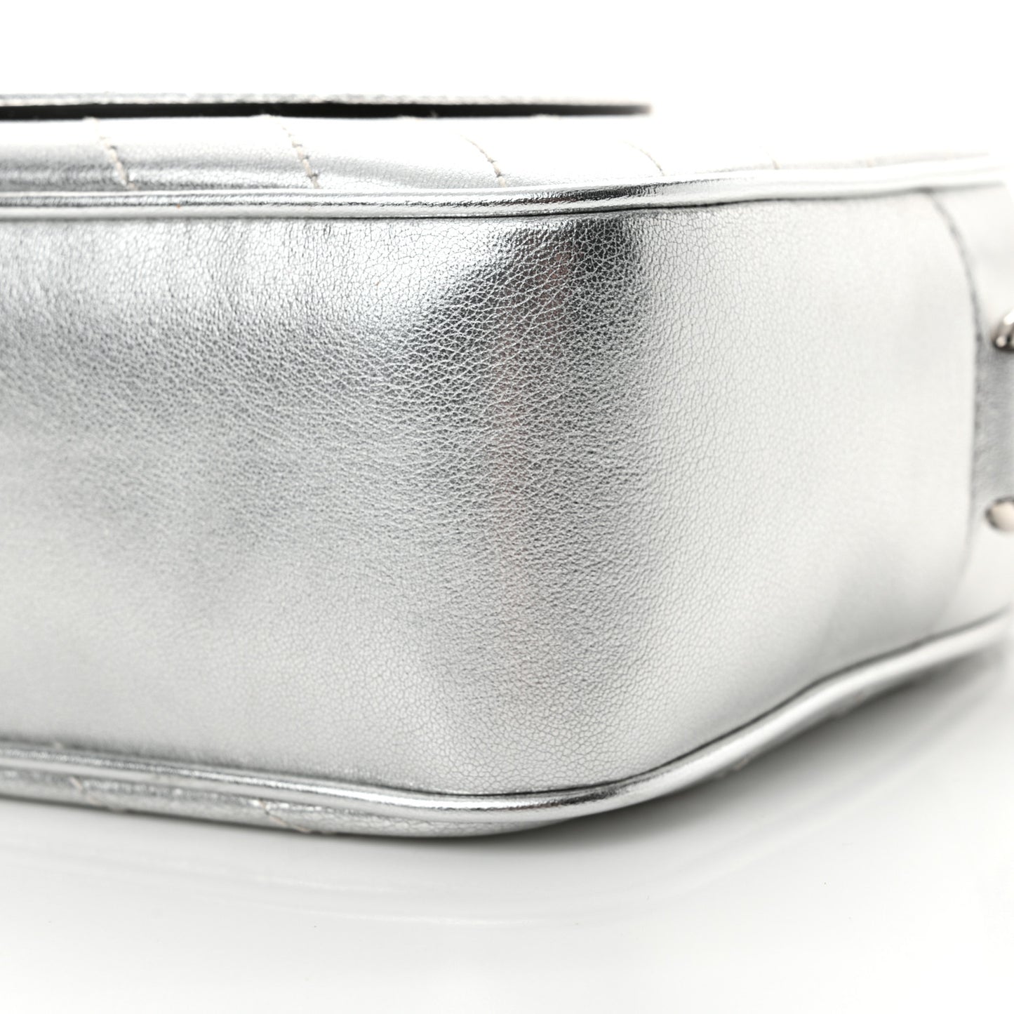 Metallic Sakai Be Green Calfskin Diagonal Stitched Small Blondie Shoulder Bag Silver