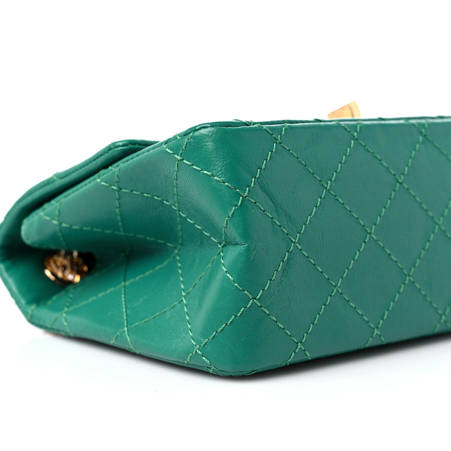 Aged Calfskin Quilted 2.55 Reissue Mini Flap Green