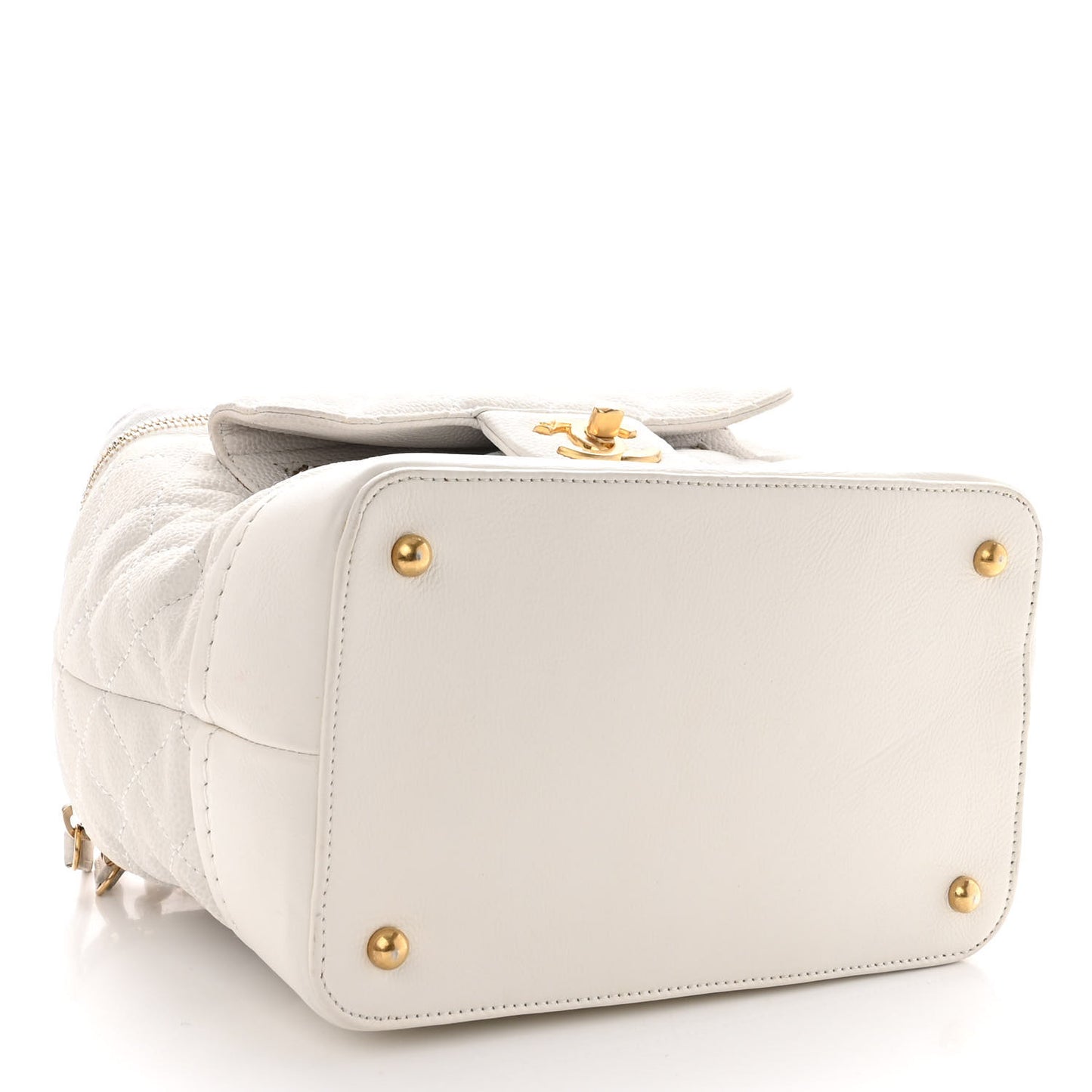 Iridescent Grained Calfskin Globe Trotter Vanity Case White