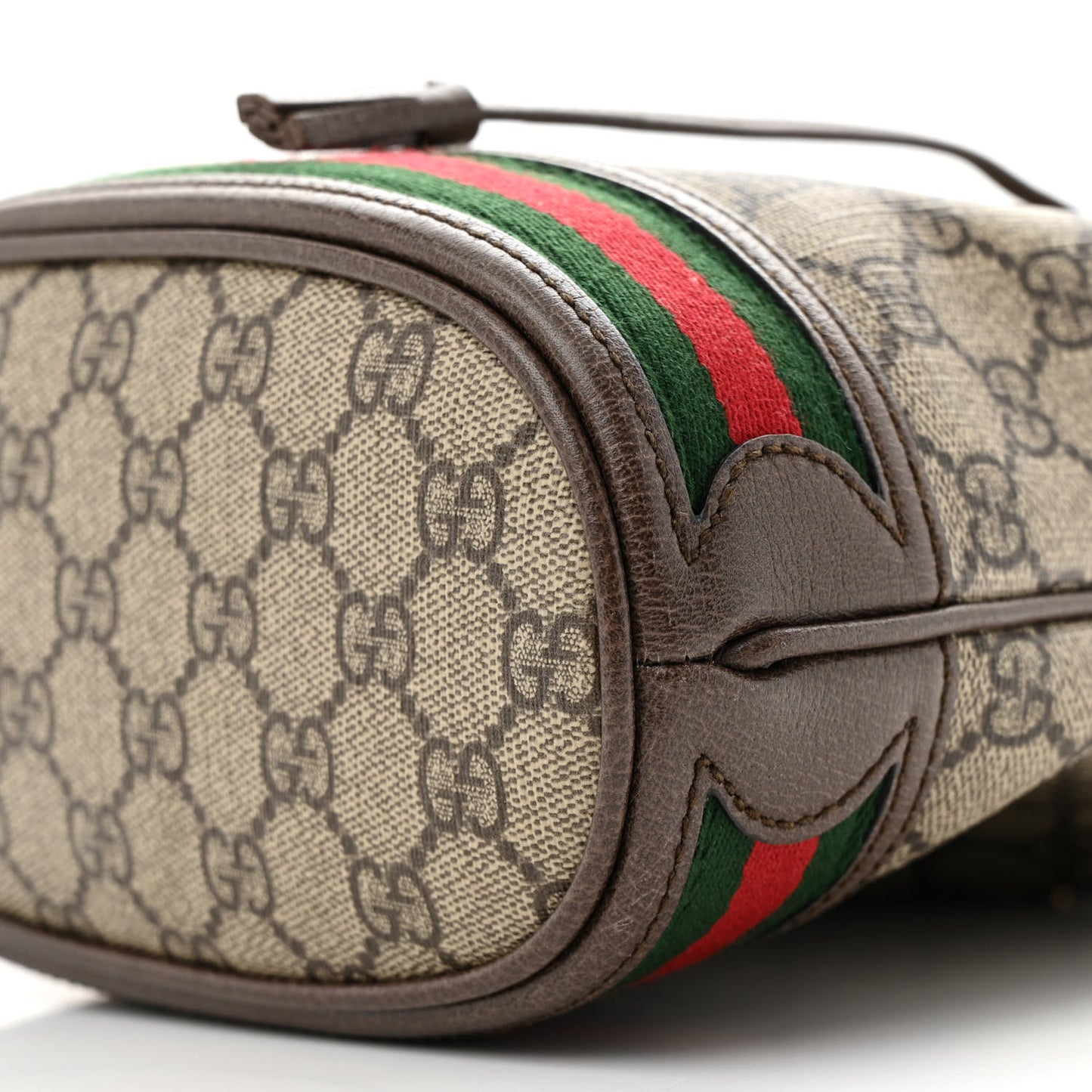 GG Supreme Monogram Web Small Ophidia Bucket Bag Brown