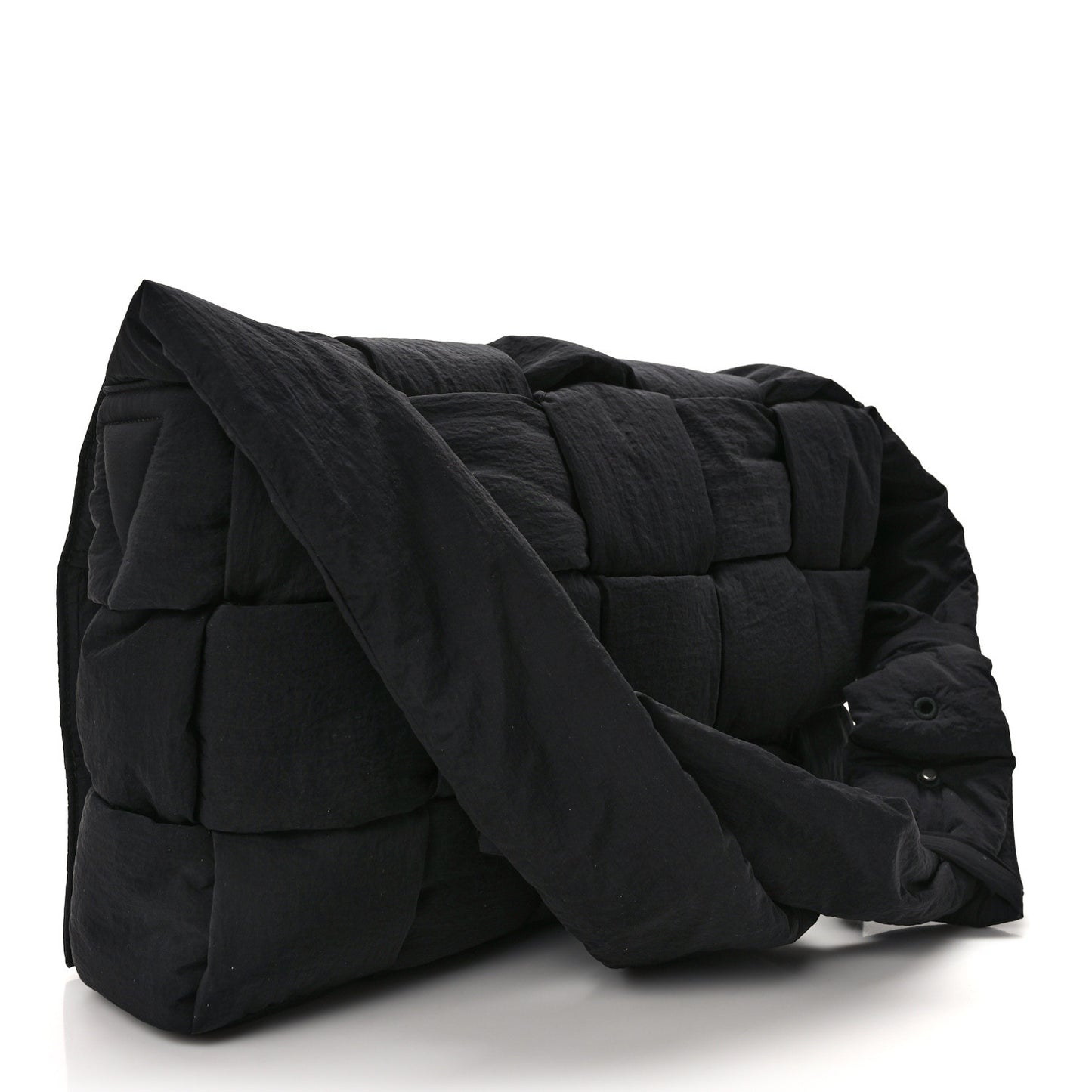 Nylon Intrecciato Padded Tech Maxi Cassette Bag Black