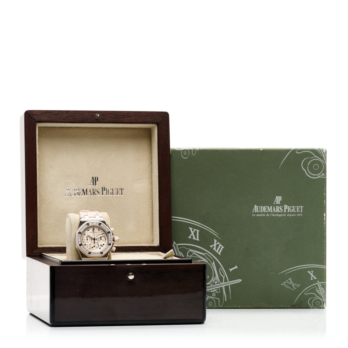 Stainless Steel Rubber Diamond Bezel 37mm Royal Oak Offshore Lady Chronograph Automatic Watch Champagne 26048SK.ZZ.D082CA.01