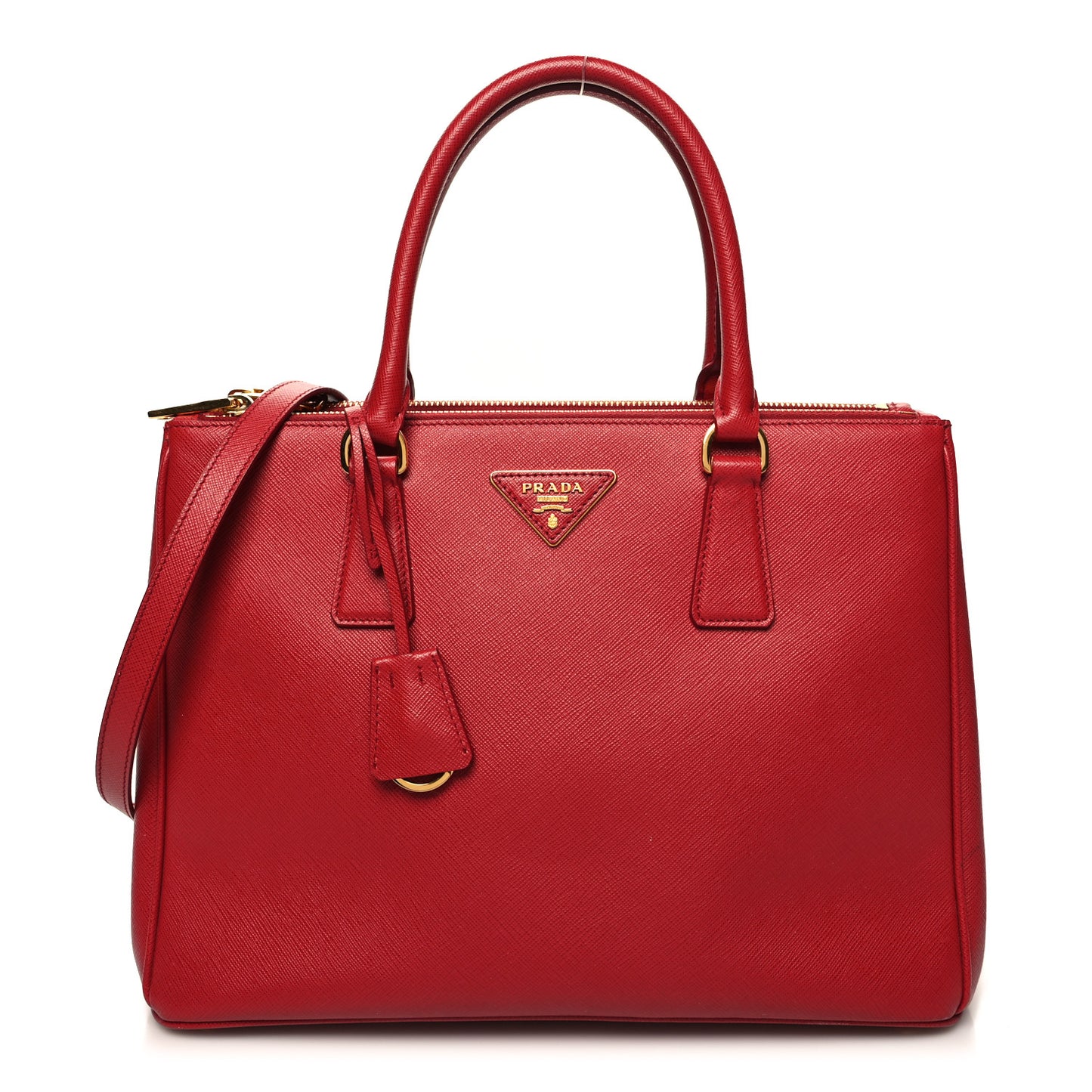 Saffiano Lux Large Galleria Double Zip Tote Fuoco