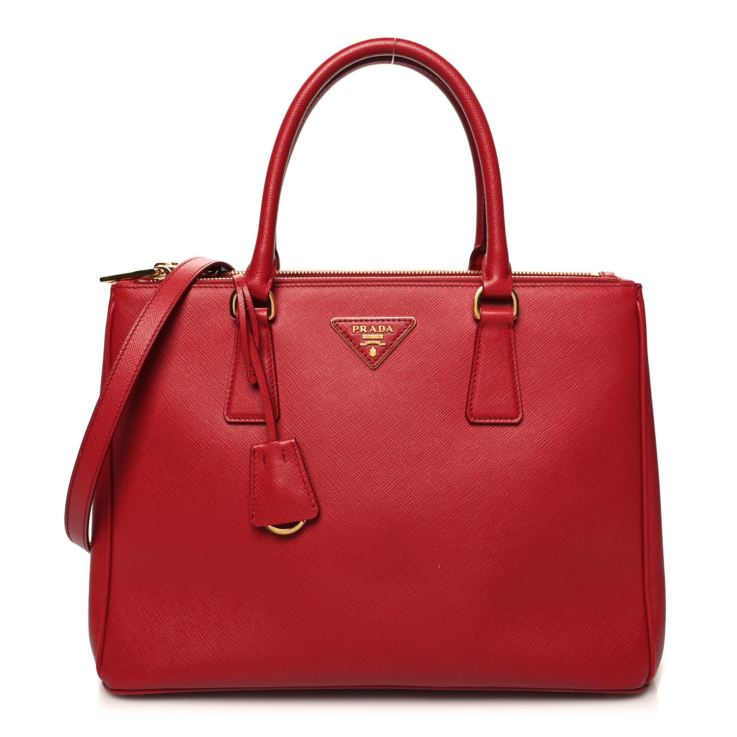 Prada Saffiano Lux Large Galleria Double Zip Tote Fuoco 1 of 14