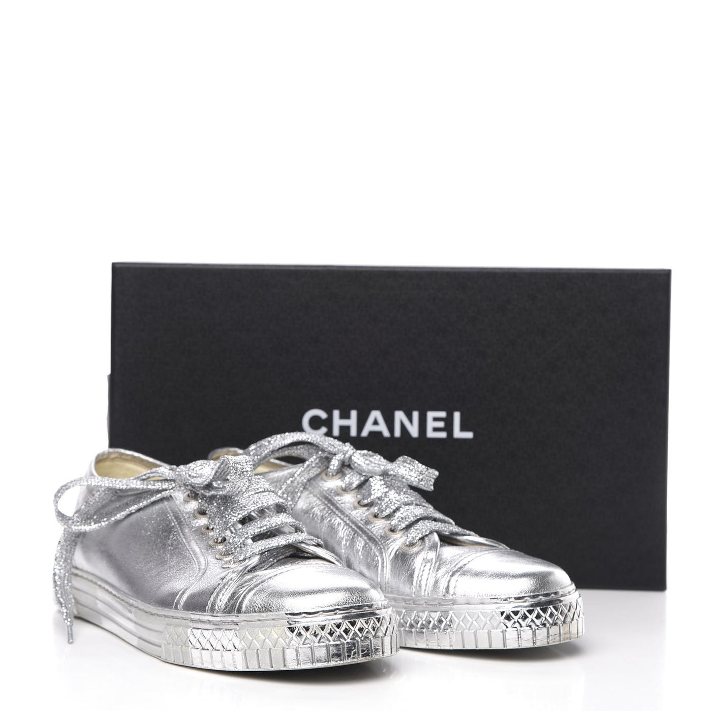 Laminated Lambskin Sneakers 39 Silver