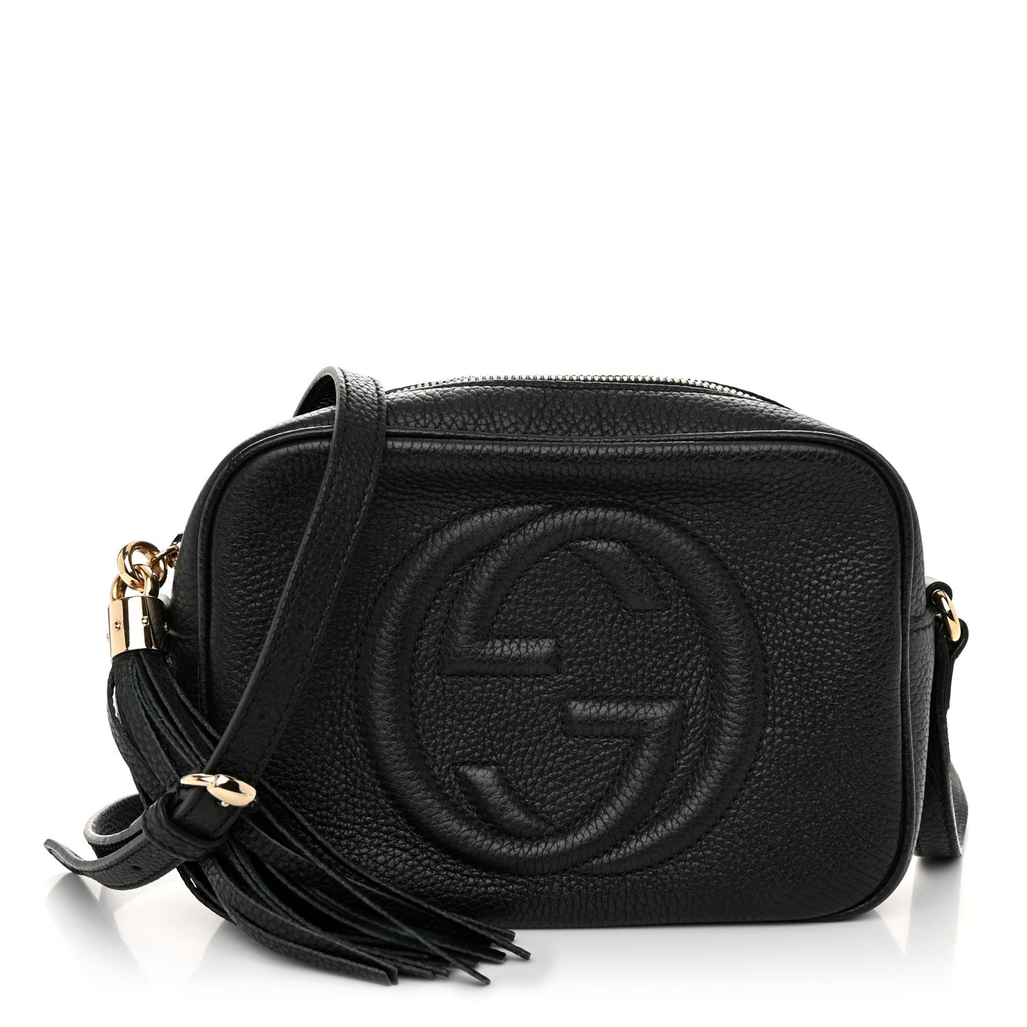 Pebbled Calfskin Small Soho Disco Bag Black