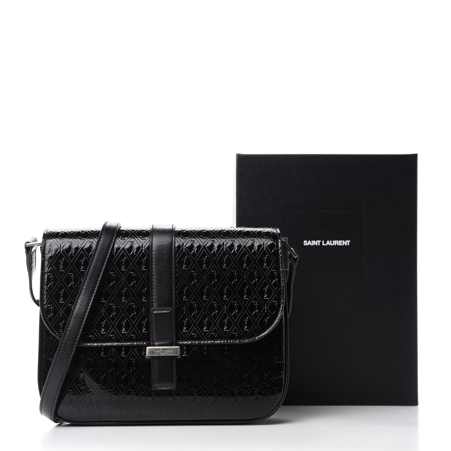 Saint Laurent Patent Embossed Small Le Monogramme Satchel Black 12 of 12