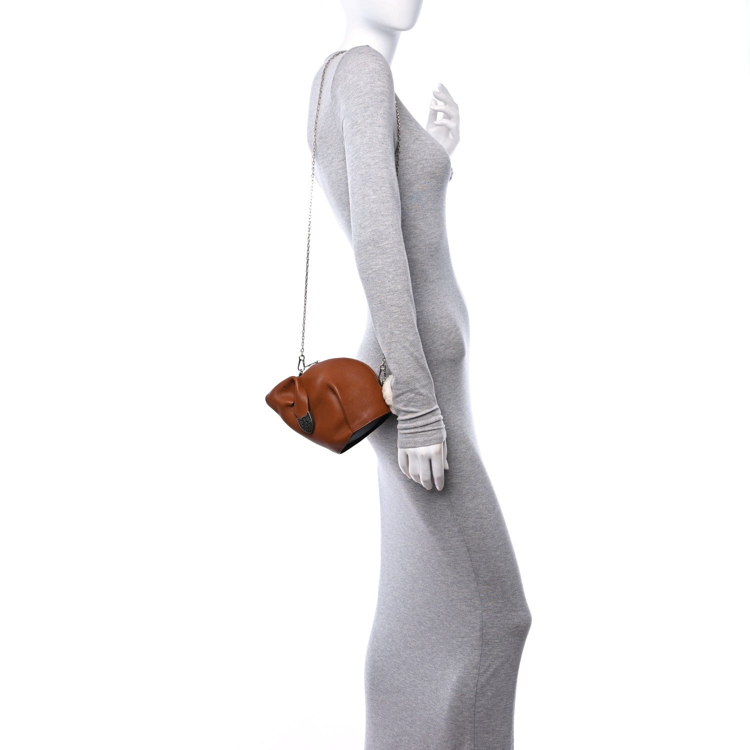 Loewe Calfskin Shearling Mini Bunny Western Crossbody Bag Walnut 3 of 11