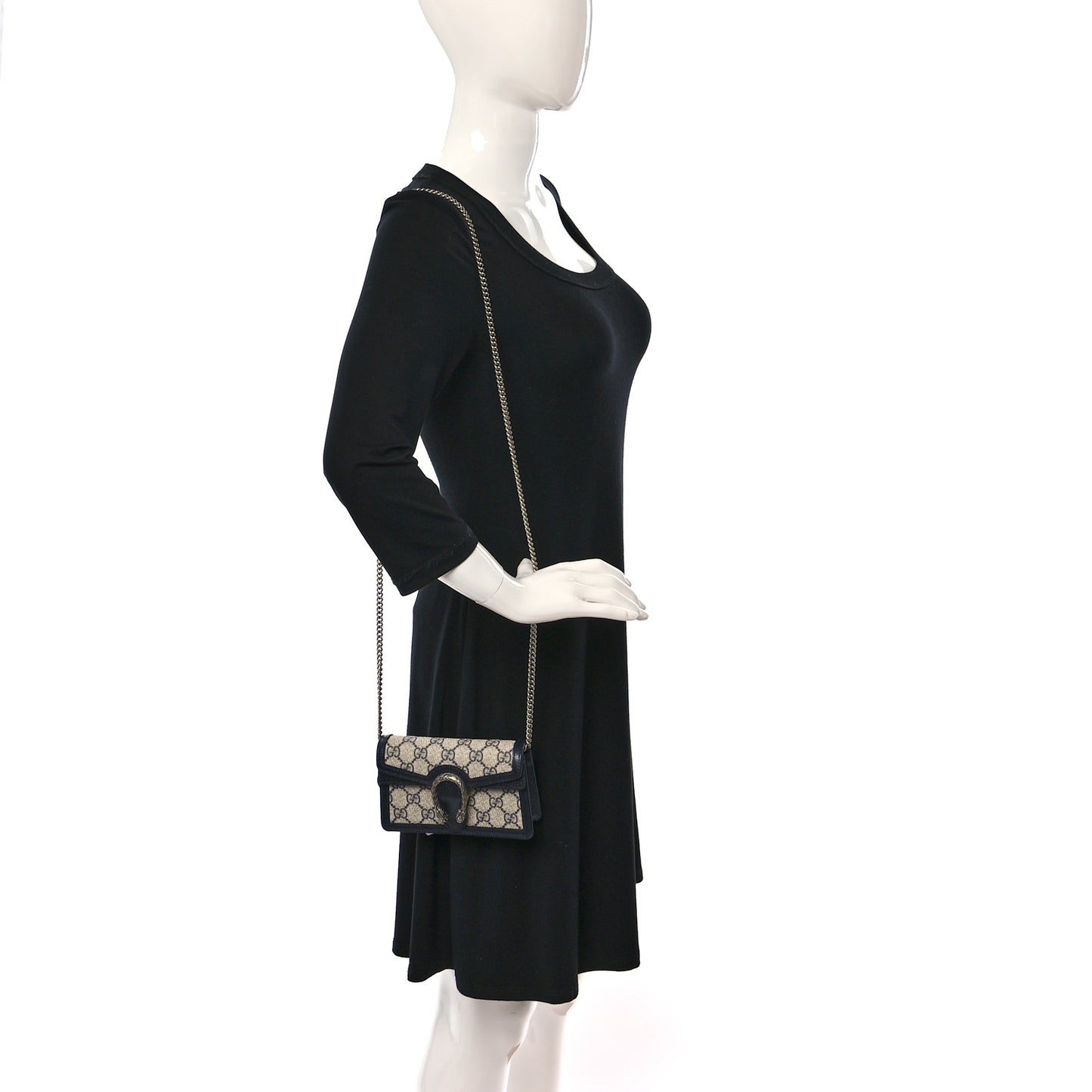 GG Supreme Monogram Textured Dollar Calfskin Super Mini Dionysus Shoulder Bag Beige Blue